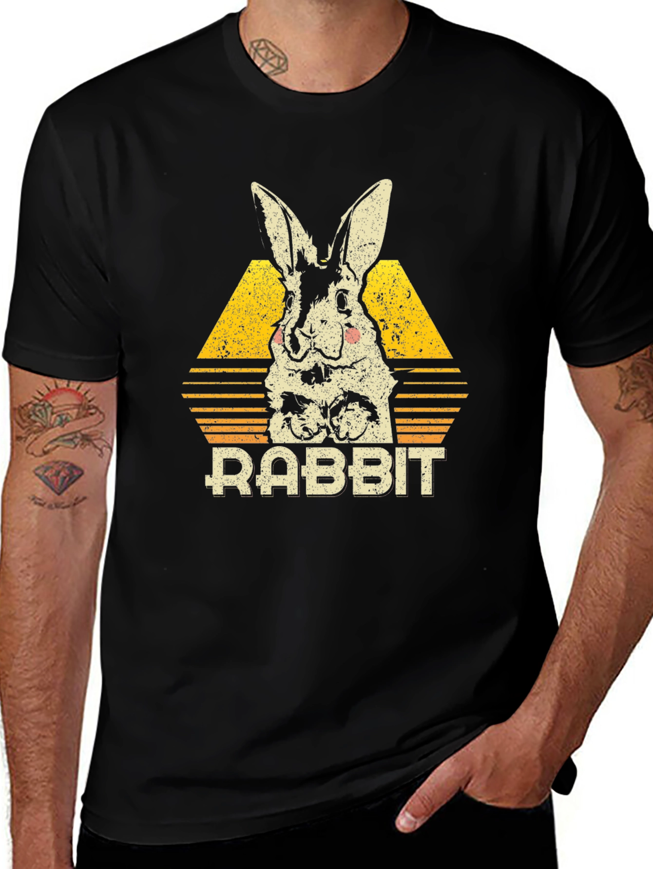 Vintage Rabbit Graphic T-Shirt - Black