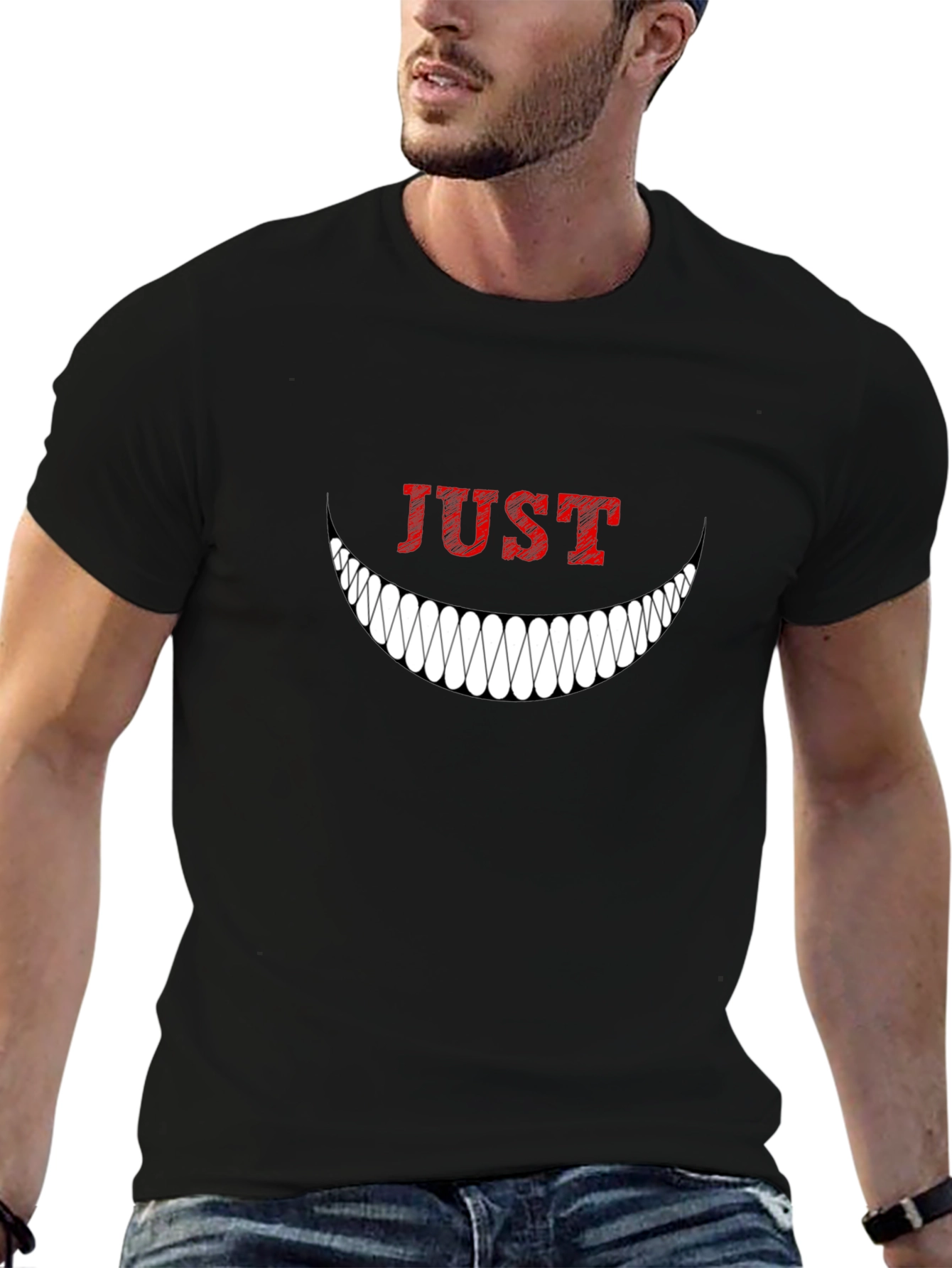 Just Smile Graphic Tee - Mens Black T-Shirt
