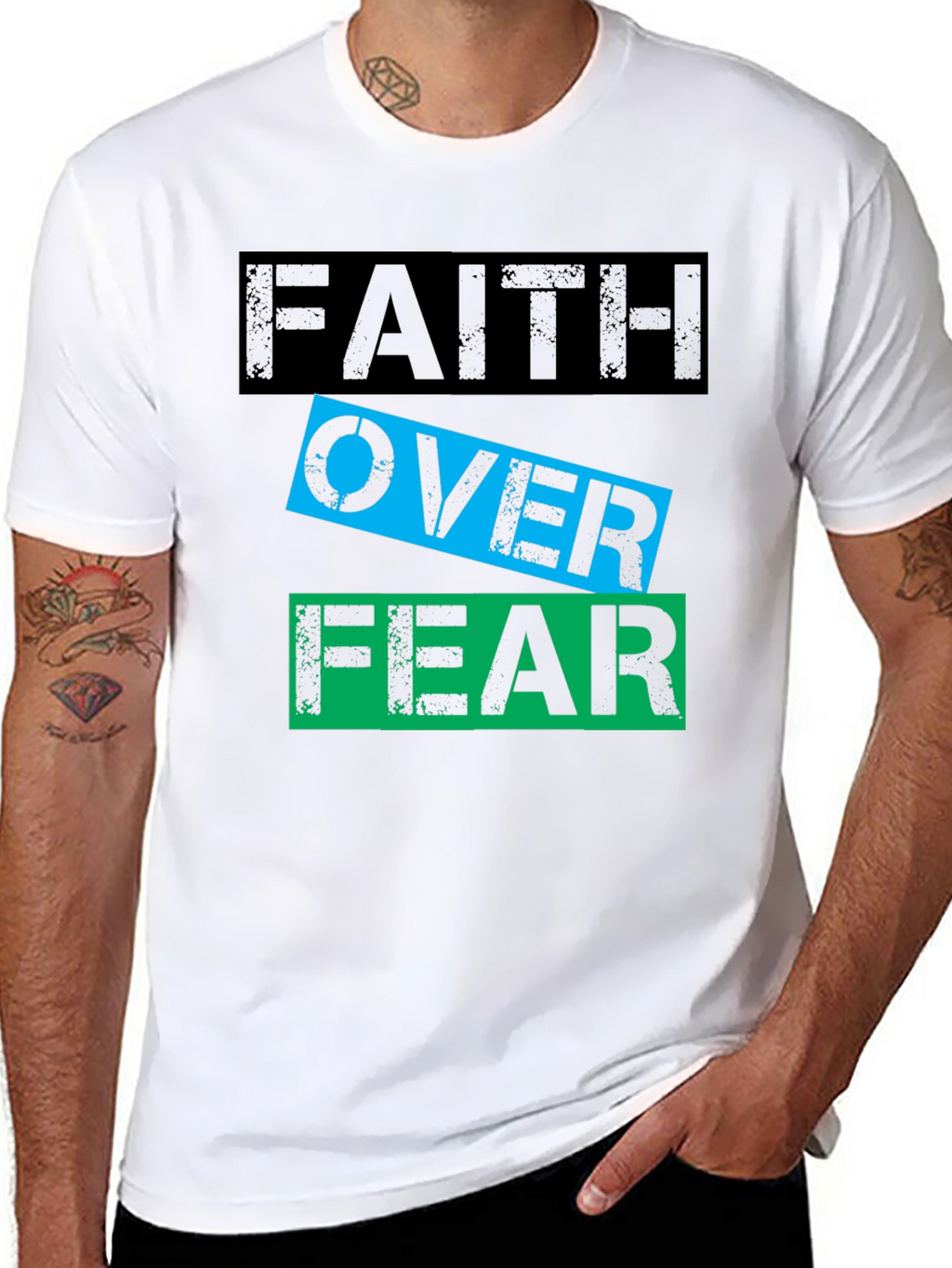 Faith Over Fear Graphic T-Shirt - Motivational Tee