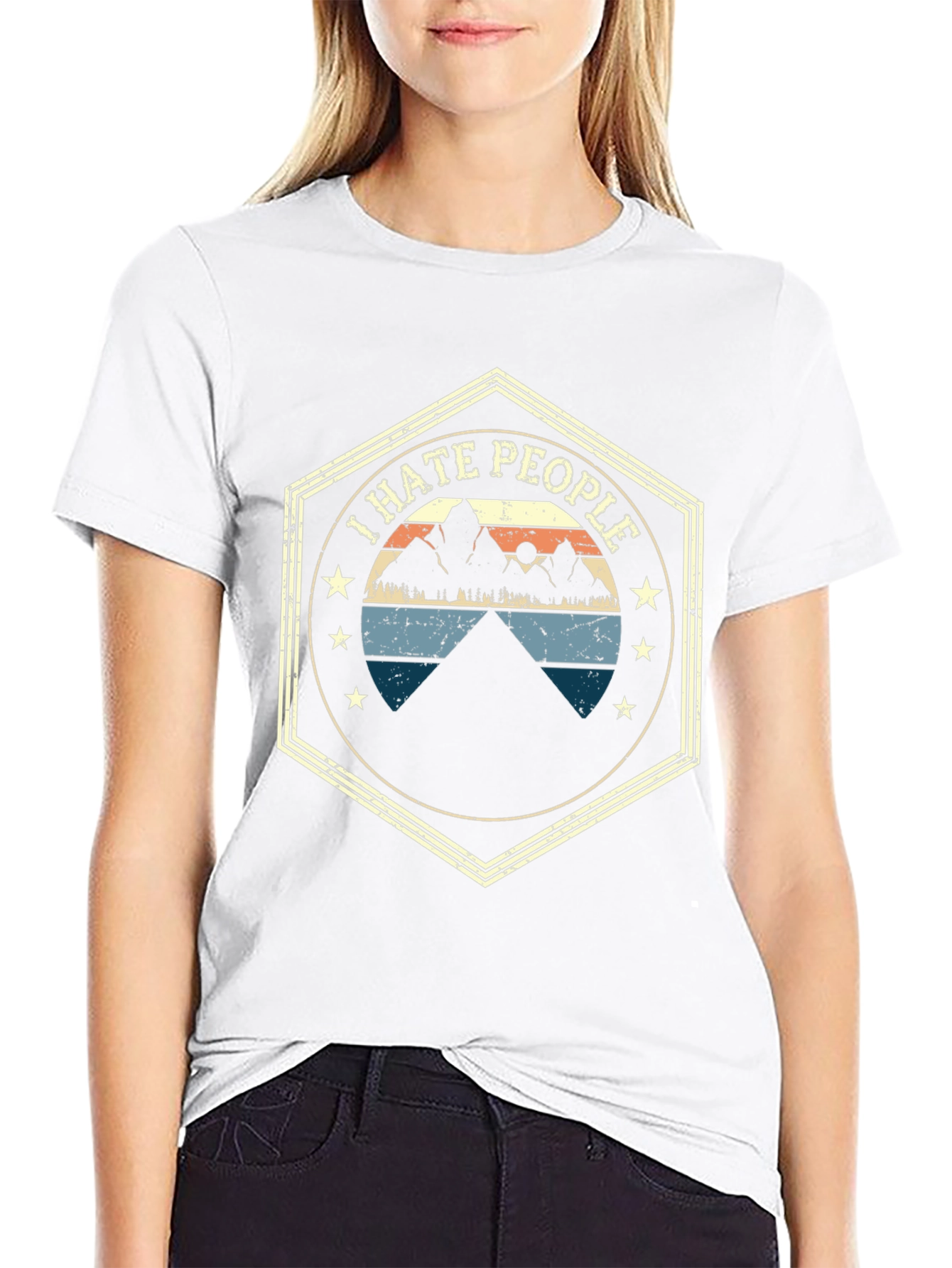 I Hate People Mountain Graphic Tee - Black