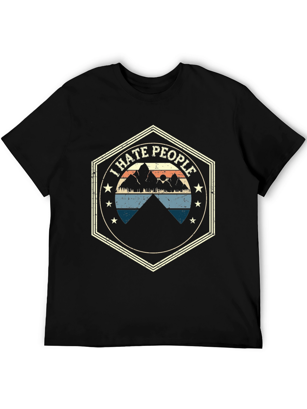 I Hate People Mountain Graphic Tee - Black