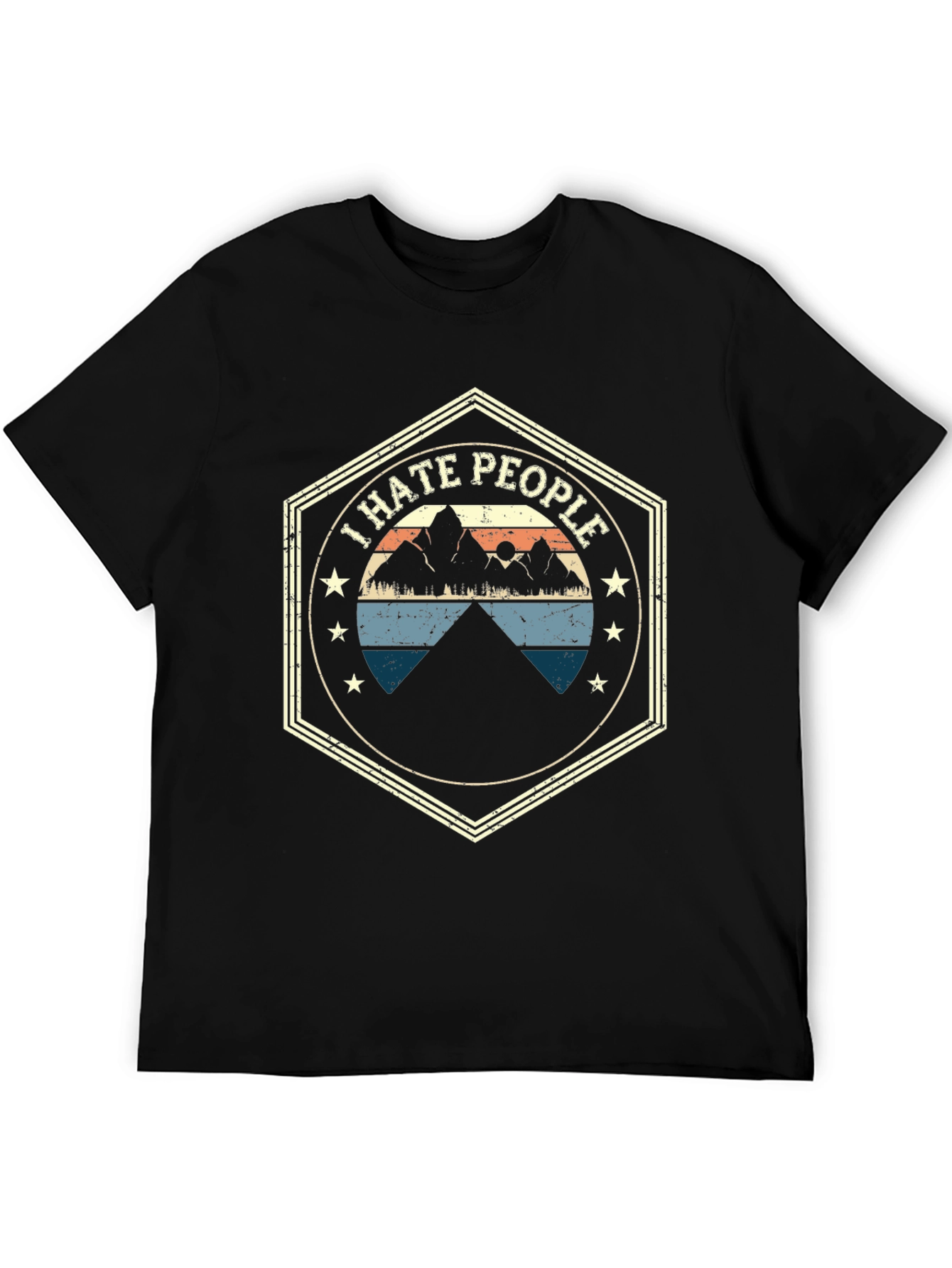 I Hate People Mountain Graphic Tee - Black