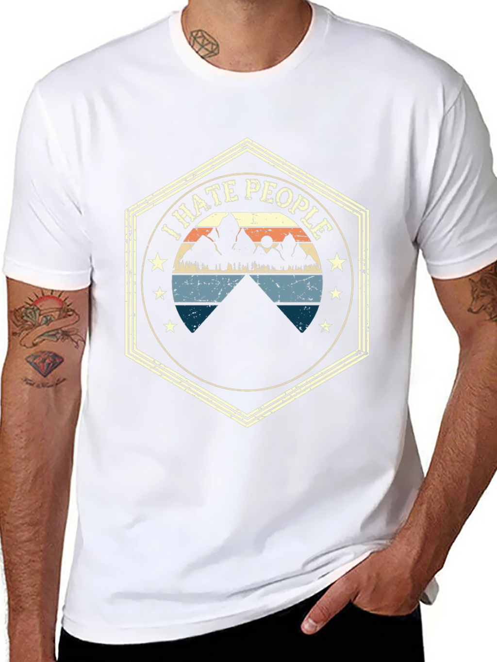 I Hate People Mountain Graphic Tee - Black