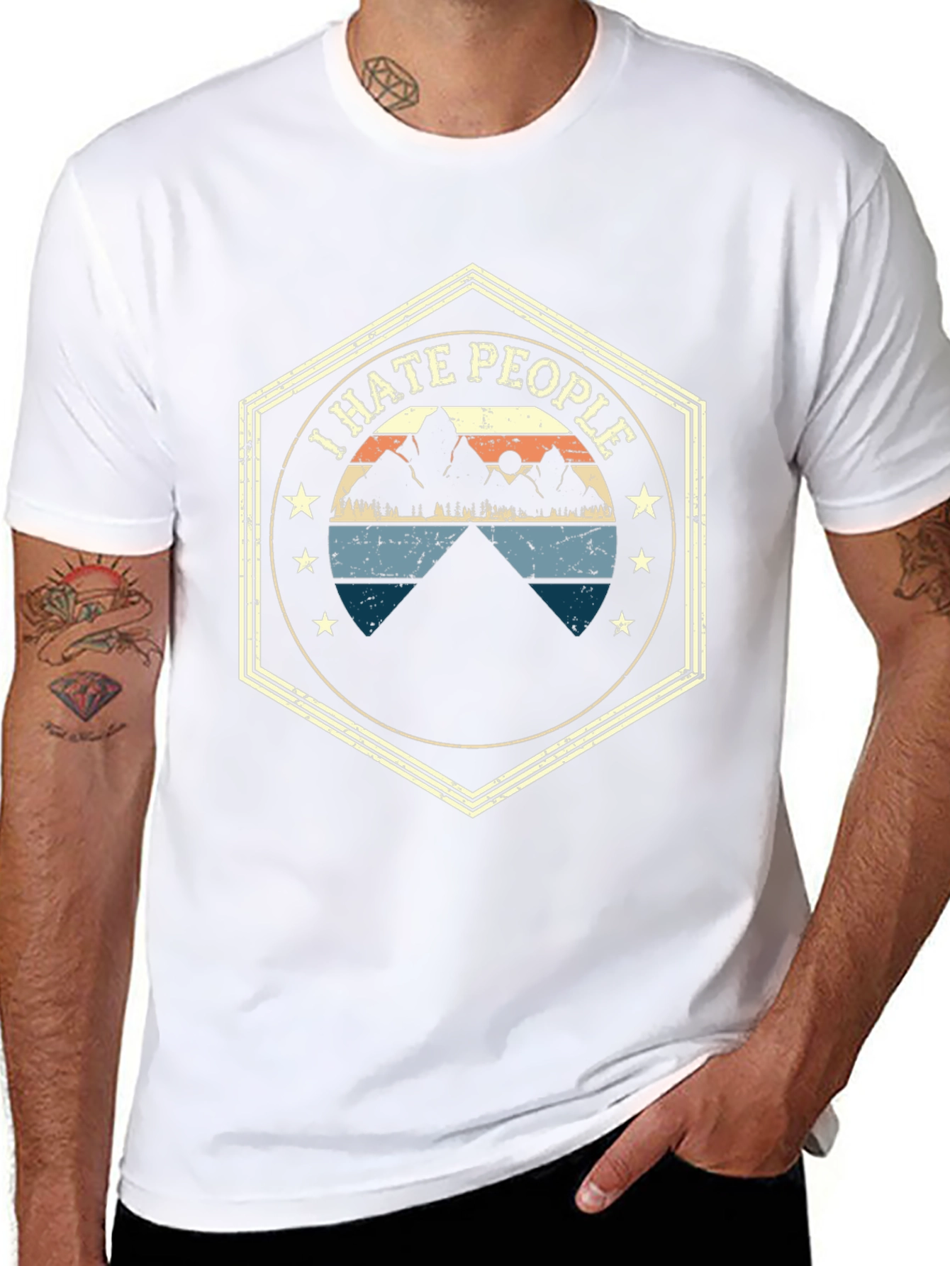 I Hate People Mountain Graphic Tee - Black