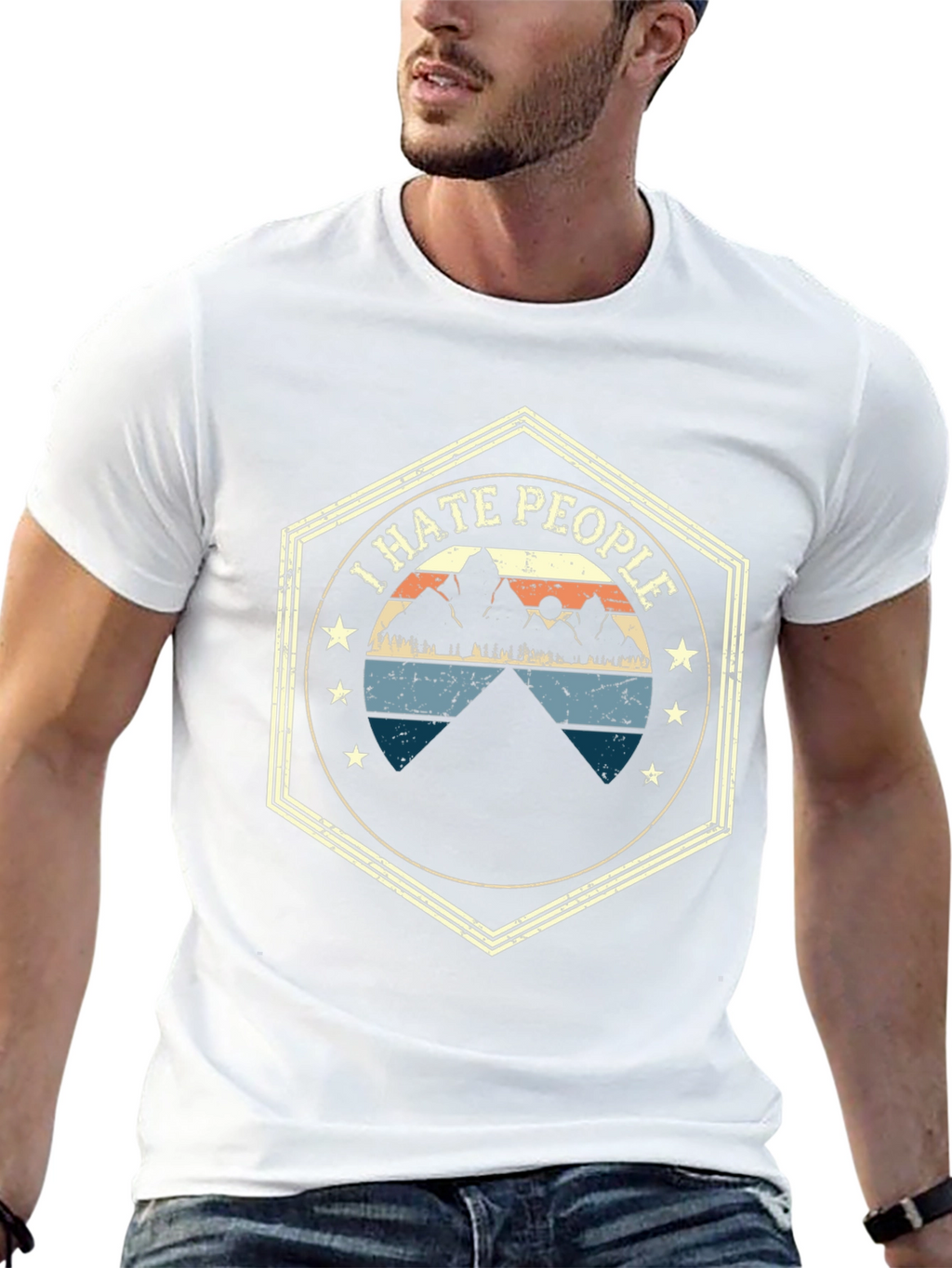 I Hate People Mountain Graphic Tee - Black