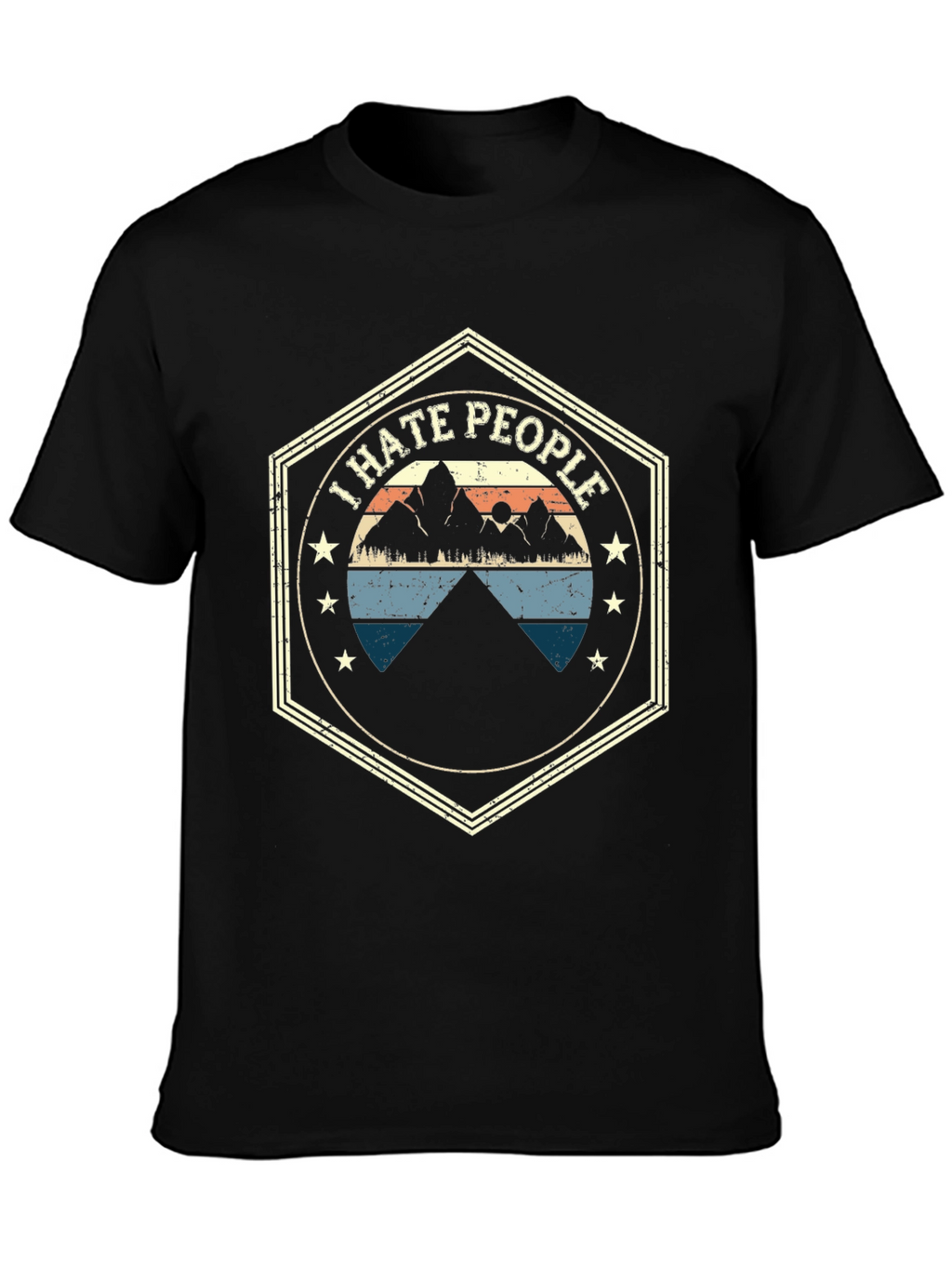 I Hate People Mountain Graphic Tee - Black