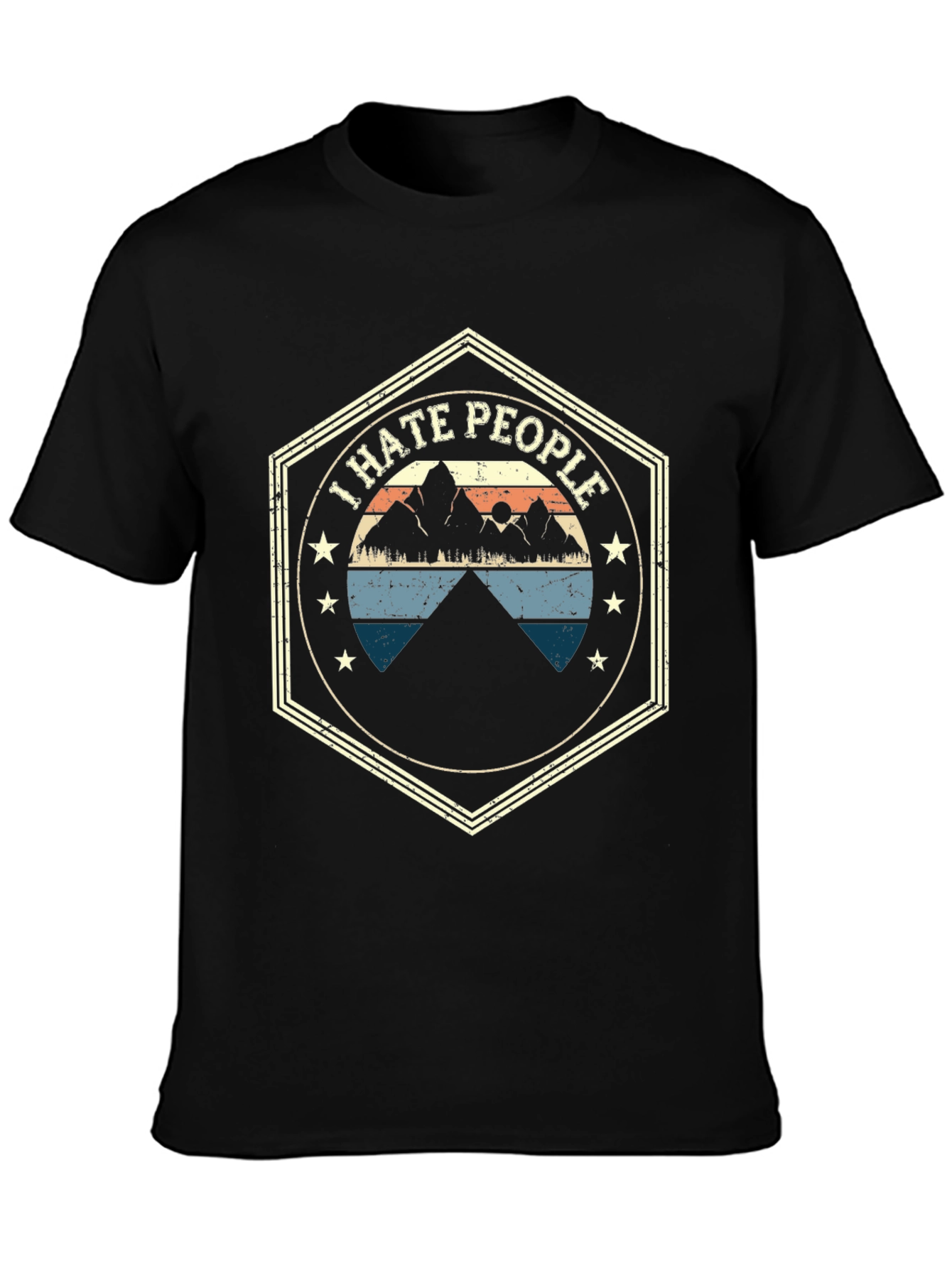 I Hate People Mountain Graphic Tee - Black
