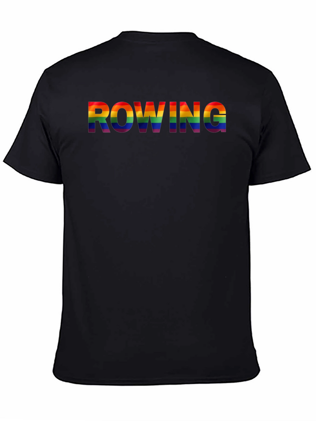 Rowing Rainbow Pride Graphic Tee - Black Cotton Shirt