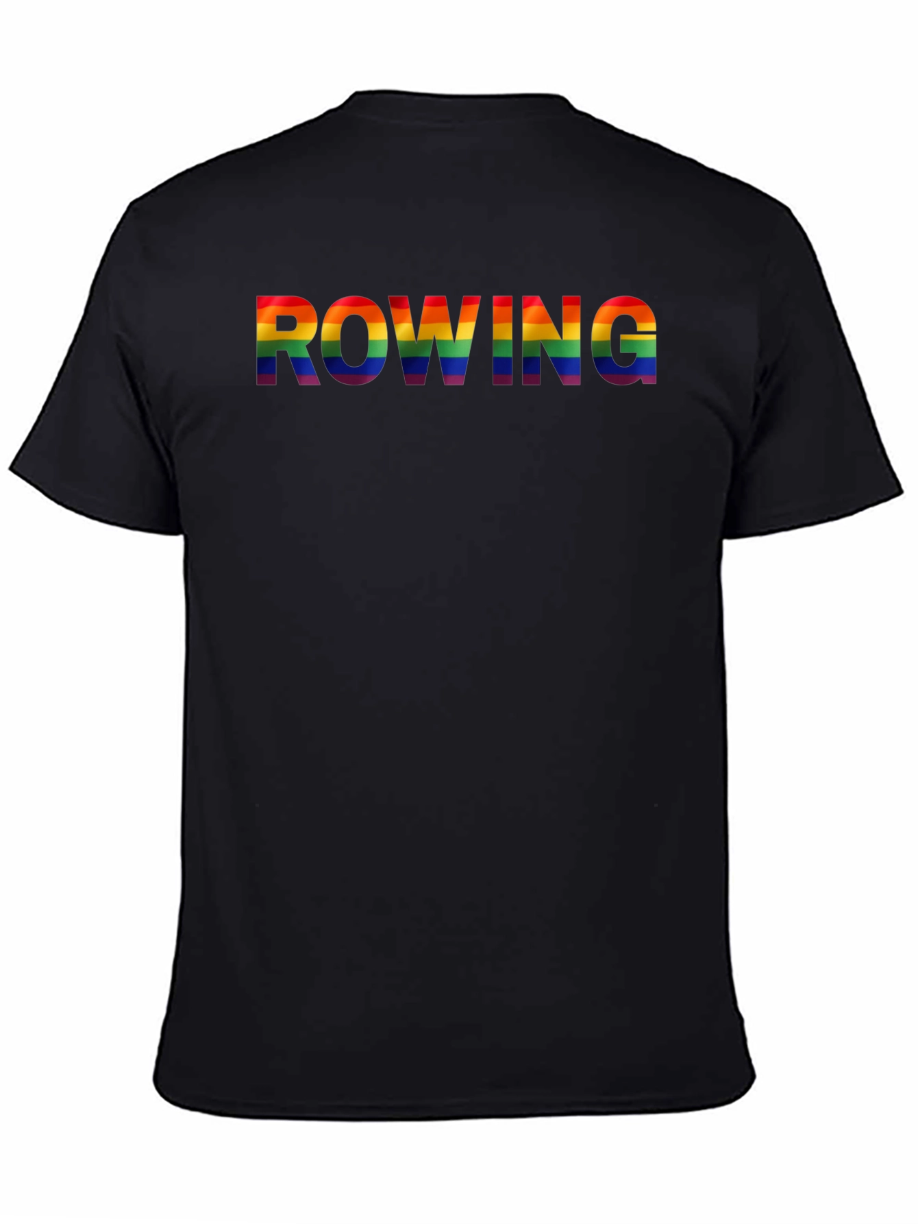 Rowing Rainbow Pride Graphic Tee - Black Cotton Shirt