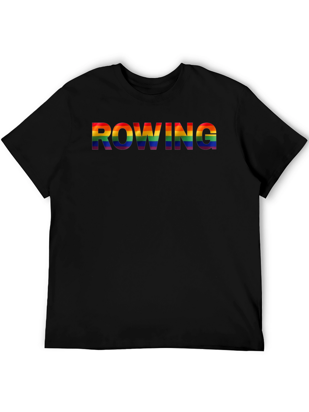 Rowing Rainbow Pride Graphic Tee - Black Cotton Shirt