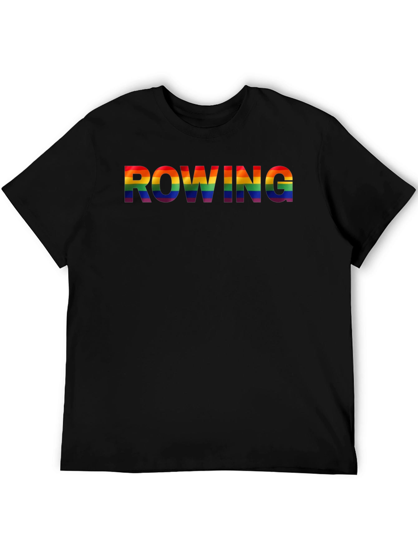 Rowing Rainbow Pride Graphic Tee - Black Cotton Shirt