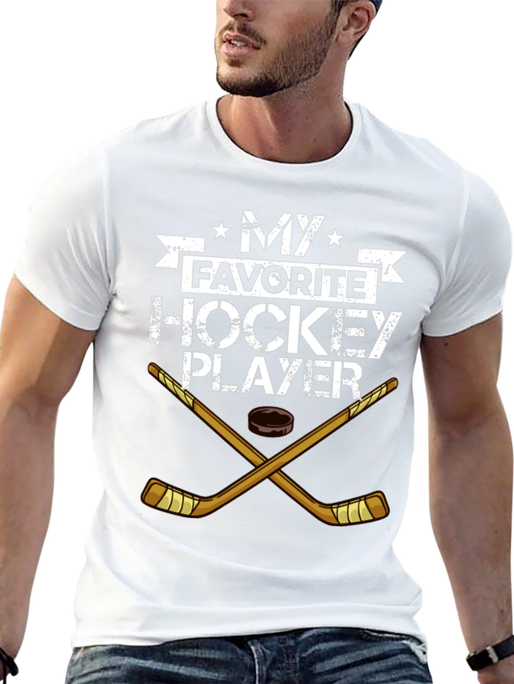 My Favorite Hockey Player Black T-Shirt