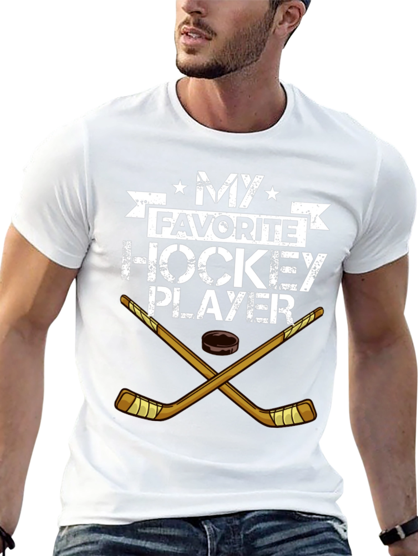 My Favorite Hockey Player Black T-Shirt