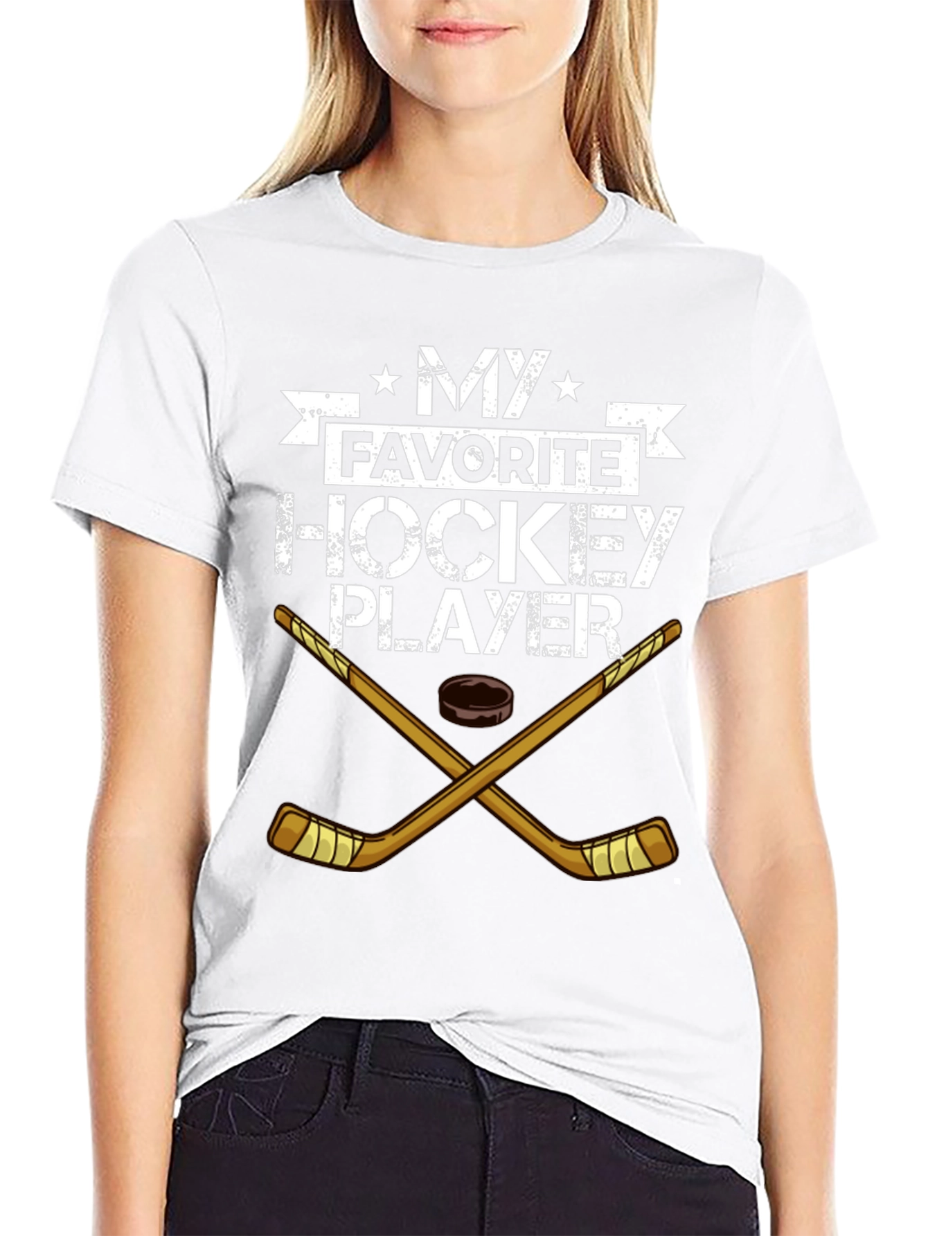 My Favorite Hockey Player Black T-Shirt