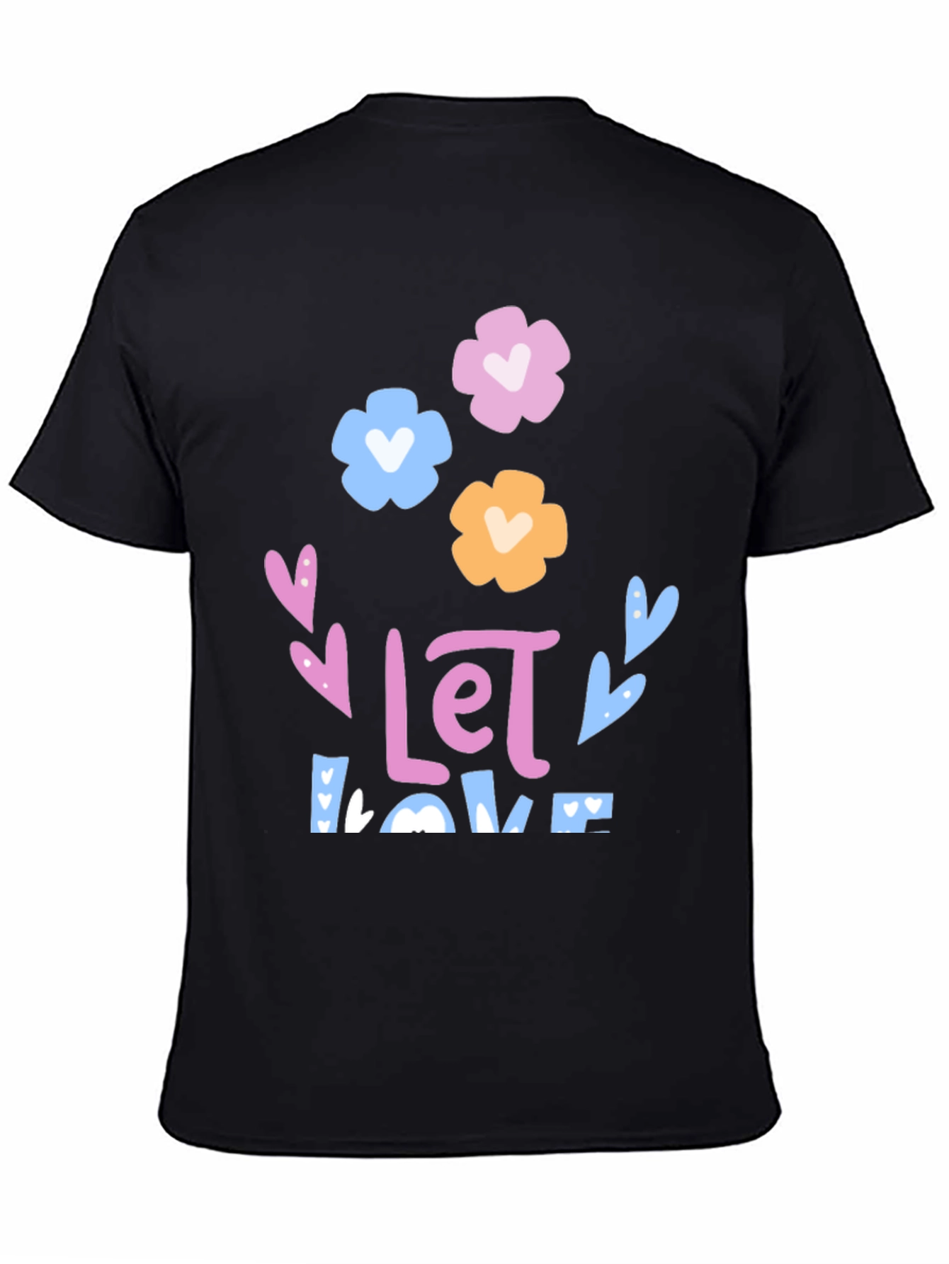 Floral Love Graphic Tee - Black Unisex T-Shirt