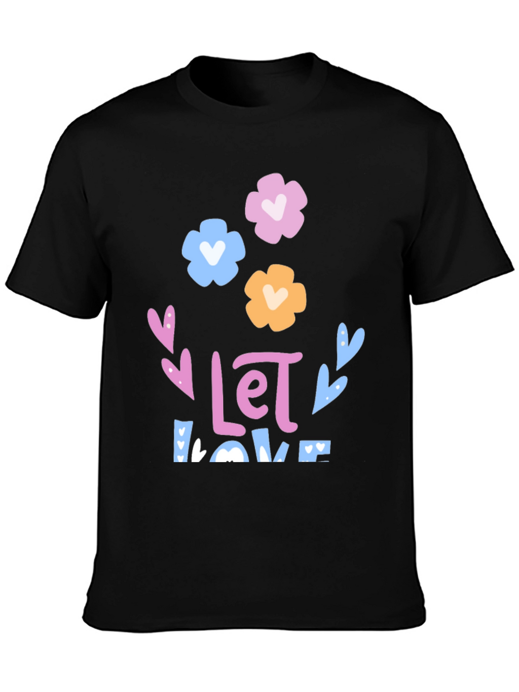 Floral Love Graphic Tee - Black Unisex T-Shirt