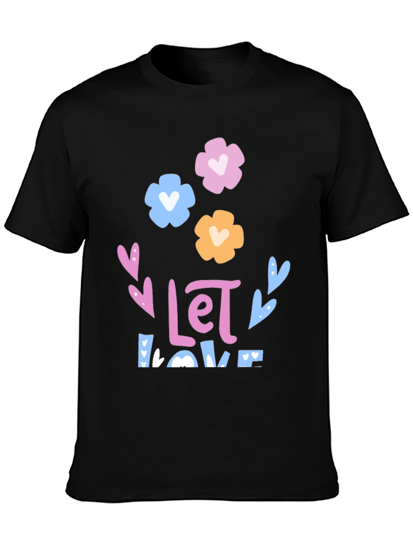 Floral Love Graphic Tee - Black Unisex T-Shirt