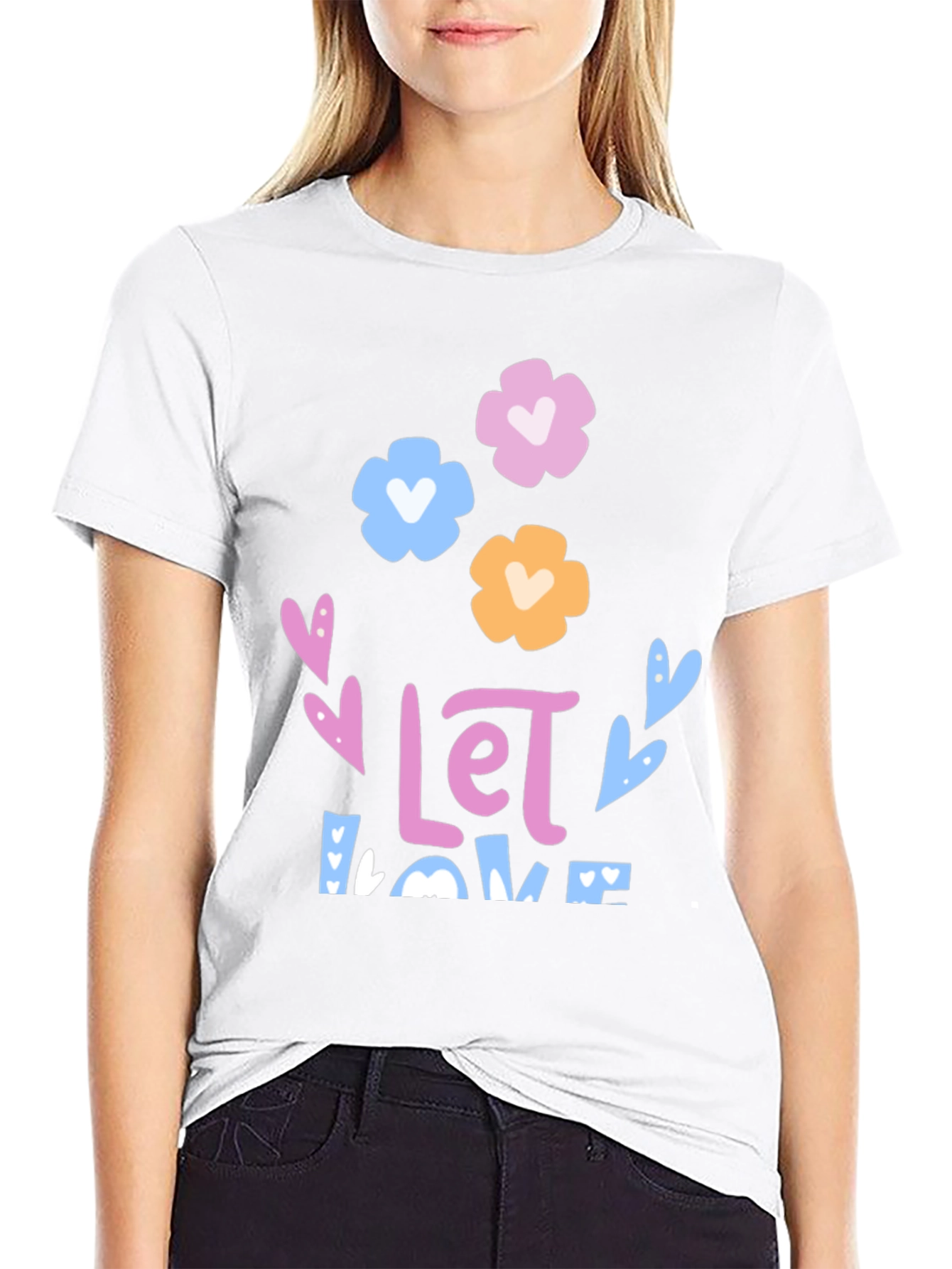 Floral Love Graphic Tee - Black Unisex T-Shirt