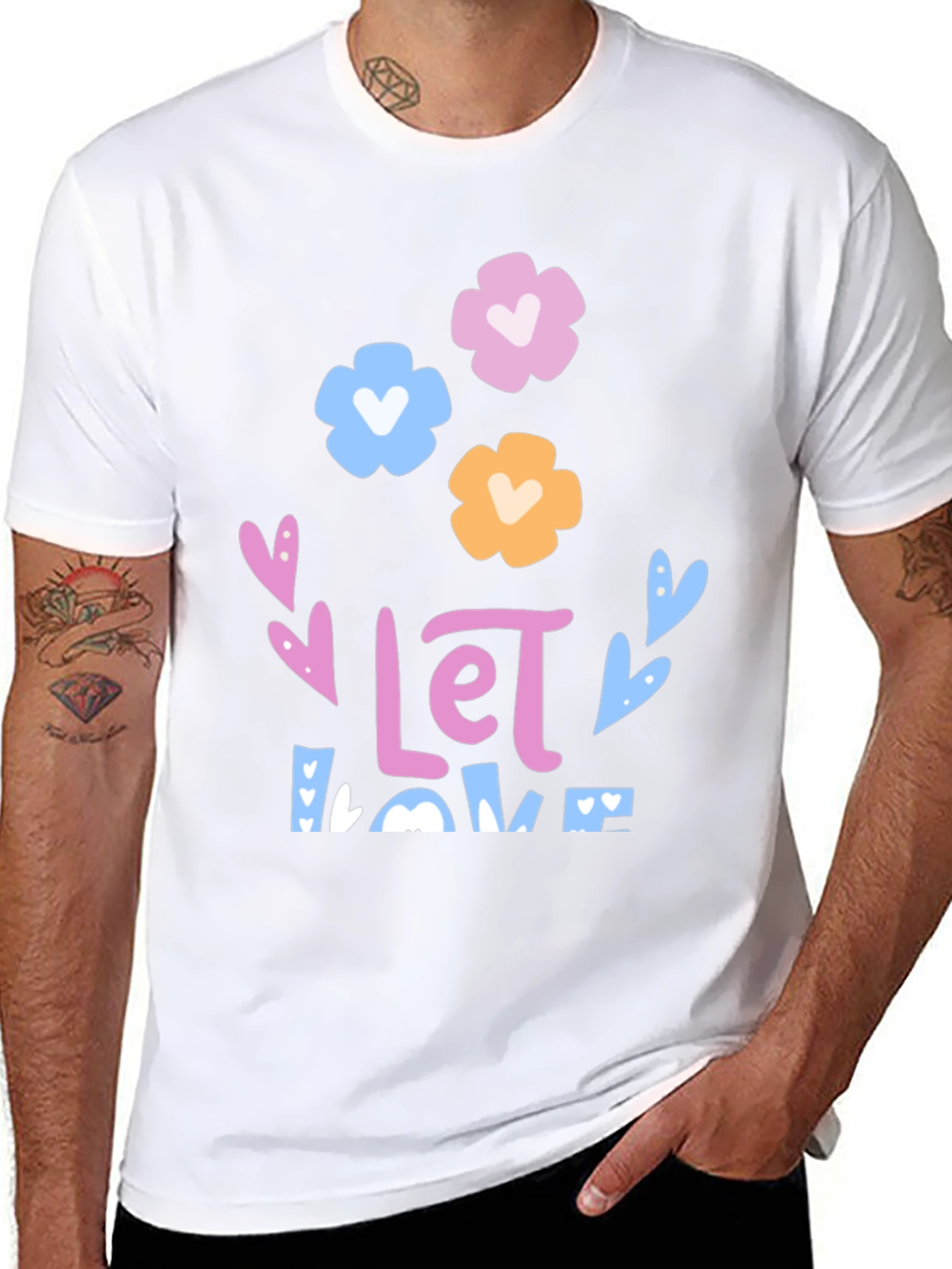 Floral Love Graphic Tee - Black Unisex T-Shirt