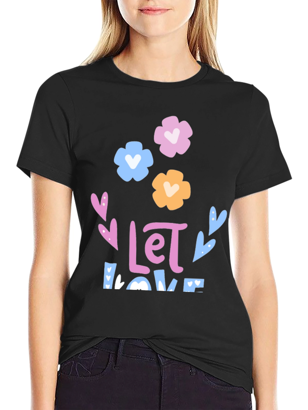 Floral Love Graphic Tee - Black Unisex T-Shirt