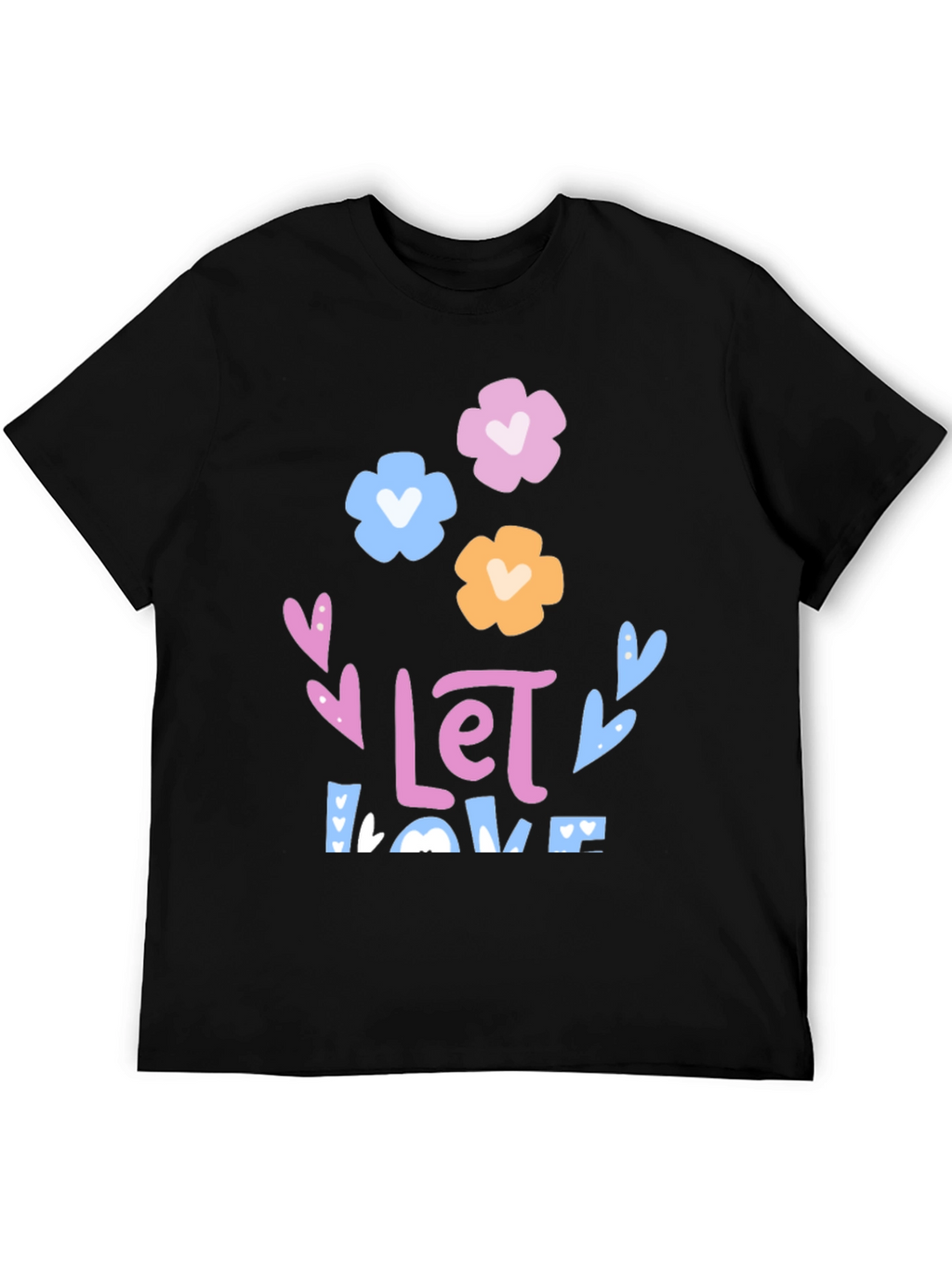 Floral Love Graphic Tee - Black Unisex T-Shirt