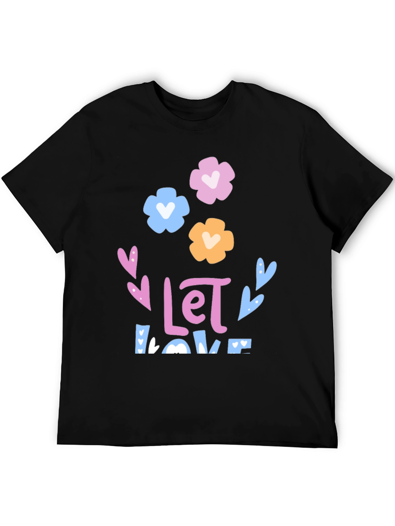Floral Love Graphic Tee - Black Unisex T-Shirt