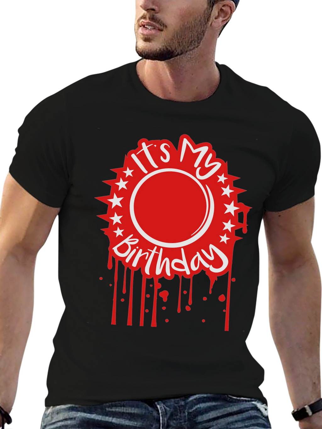 Its My Birthday Graphic Tee - Black Cotton Blend