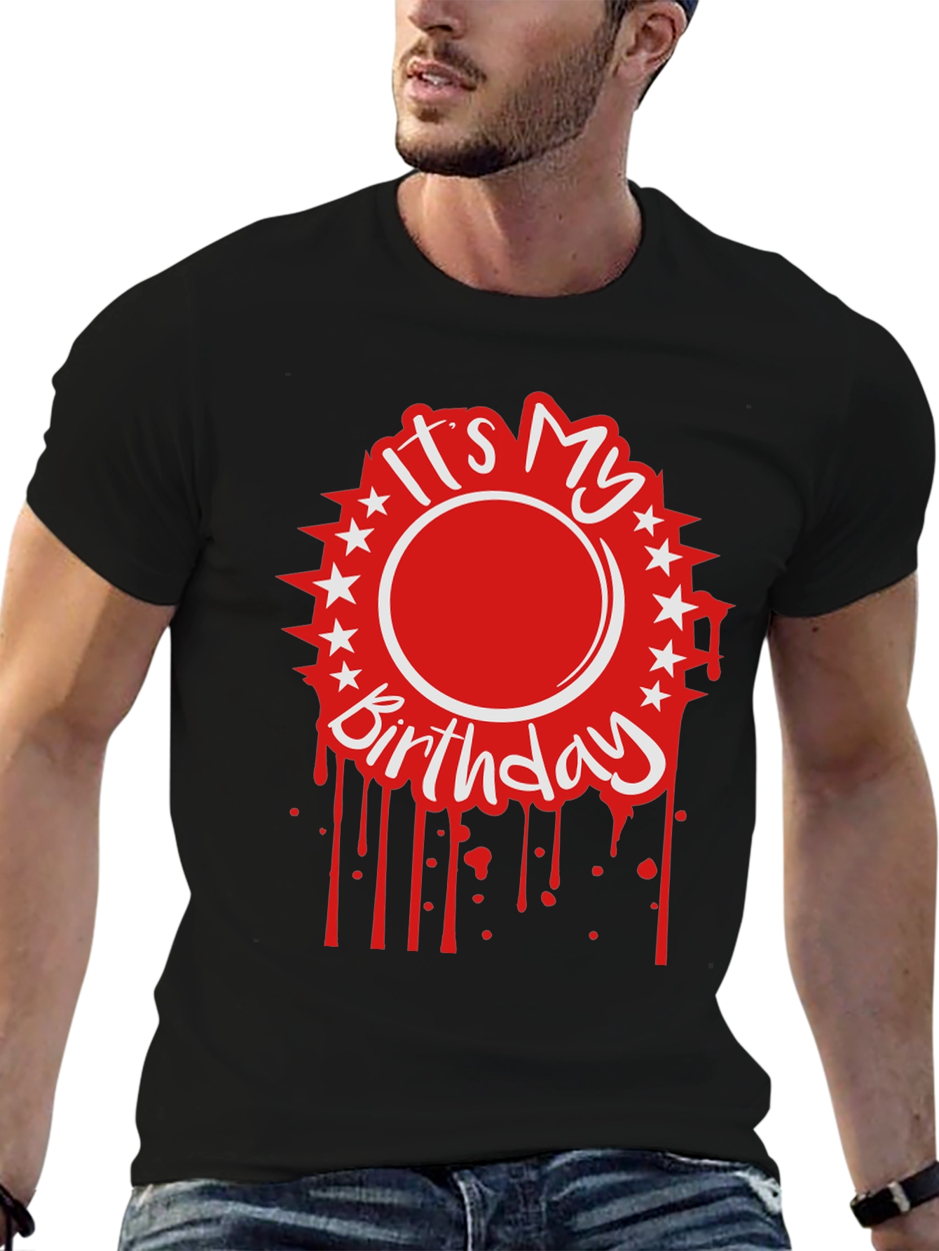Its My Birthday Graphic Tee - Black Cotton Blend
