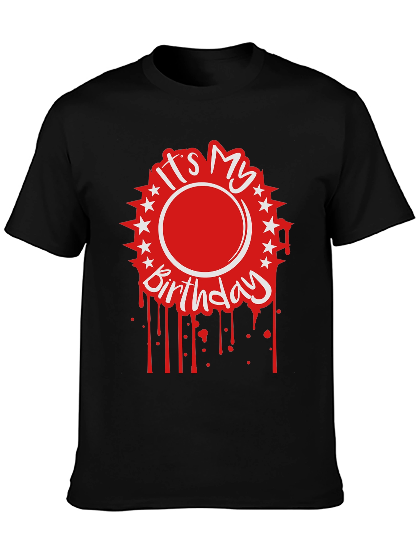 Its My Birthday Graphic Tee - Black Cotton Blend