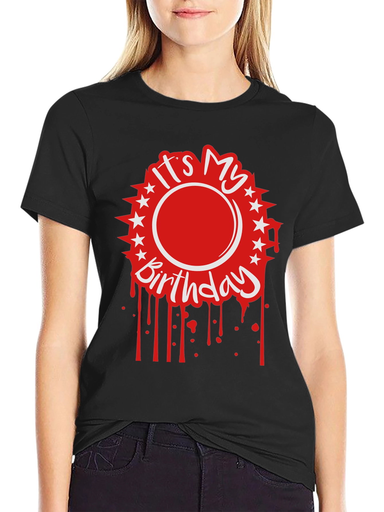 Its My Birthday Graphic Tee - Black Cotton Blend