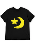 Star & Moon Graphic Tee - Stylish Black T-Shirt