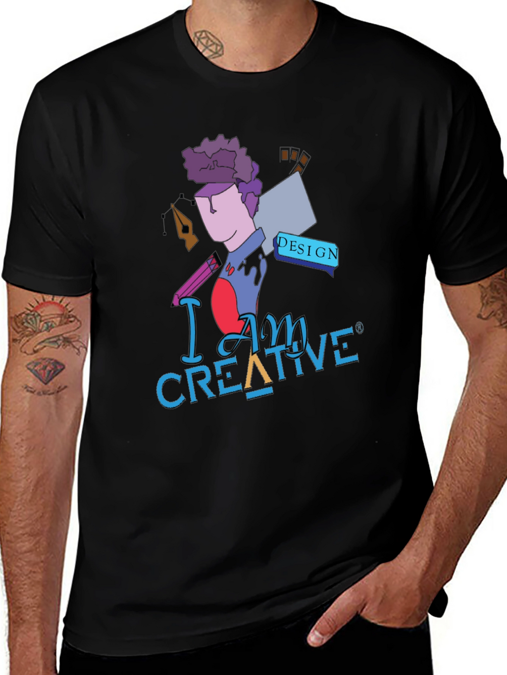 I Am Creative Graphic Print Black T-Shirt