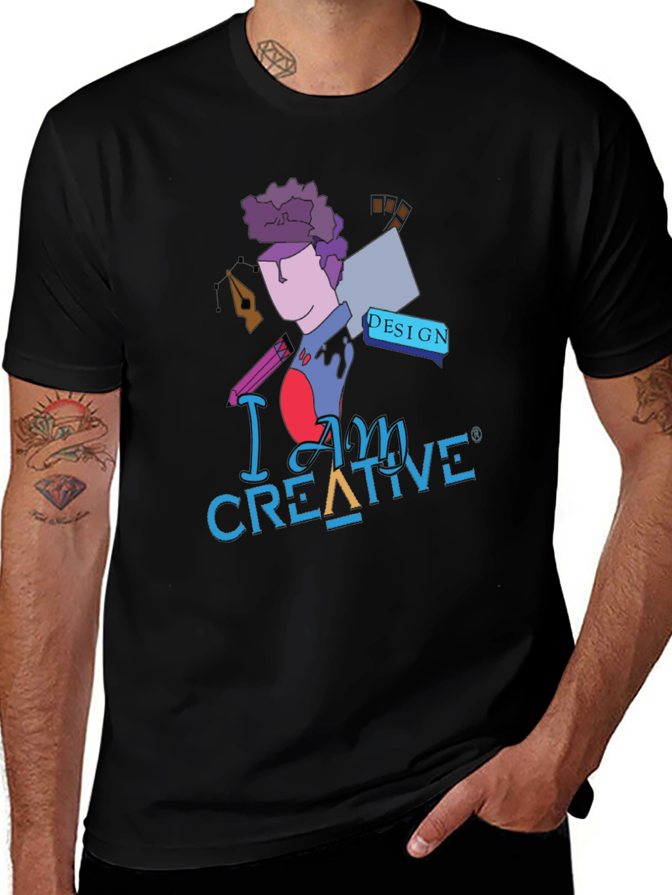 I Am Creative Graphic Print Black T-Shirt