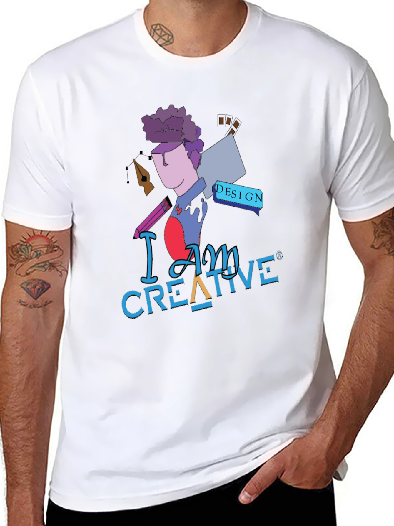 I Am Creative Graphic Print Black T-Shirt