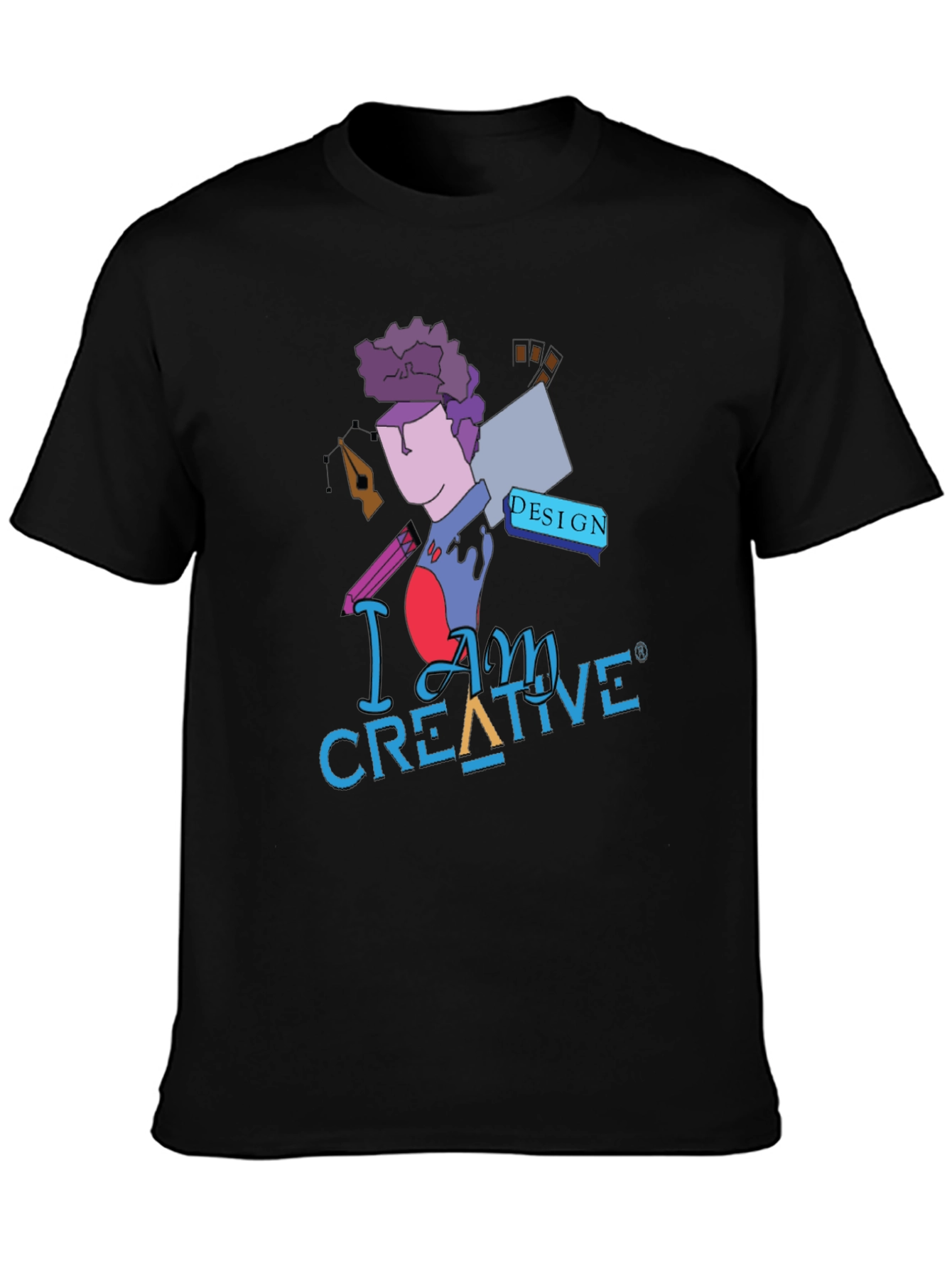 I Am Creative Graphic Print Black T-Shirt