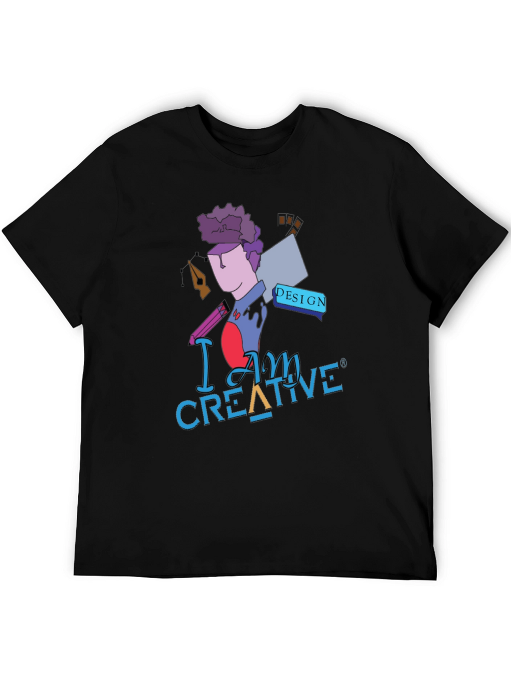 I Am Creative Graphic Print Black T-Shirt