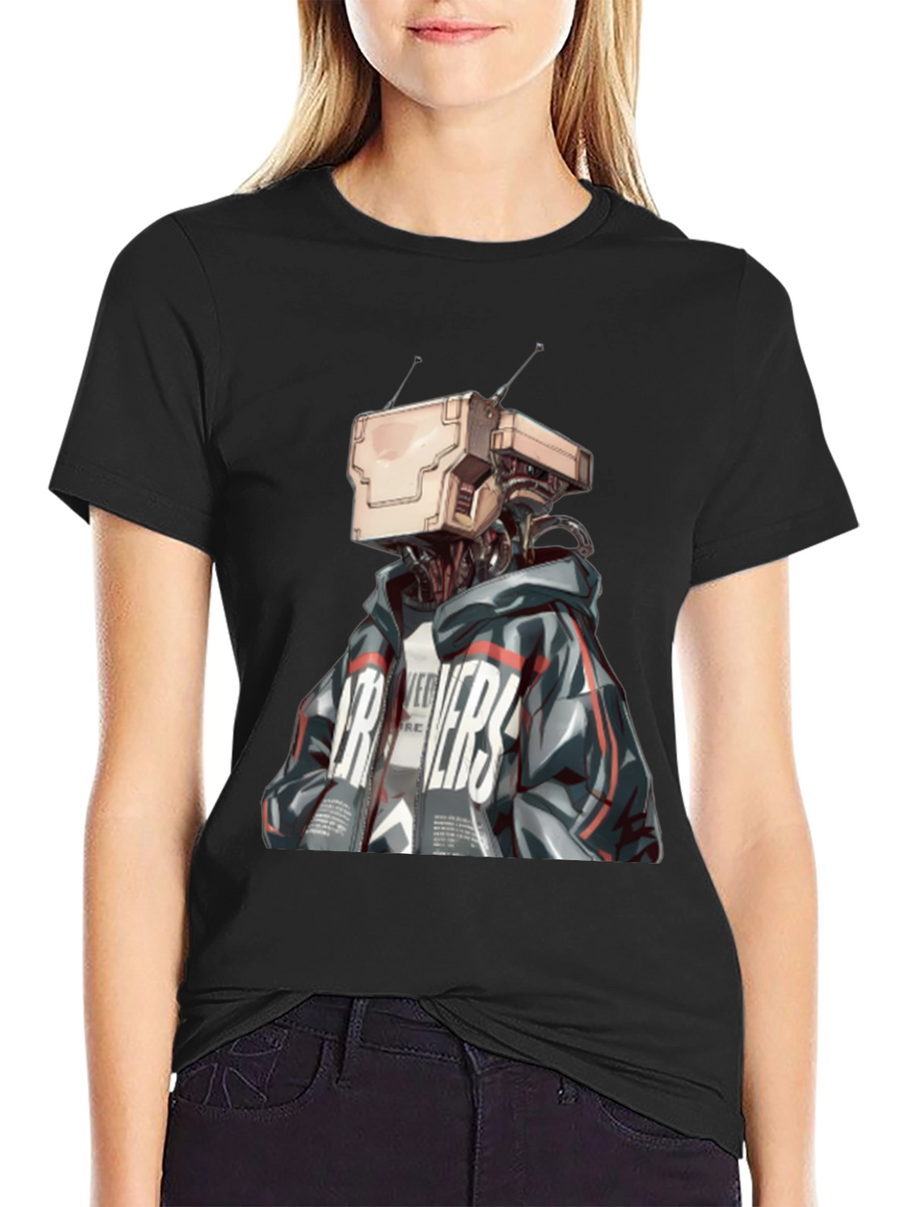 Robot Head Graphic Black T-Shirt