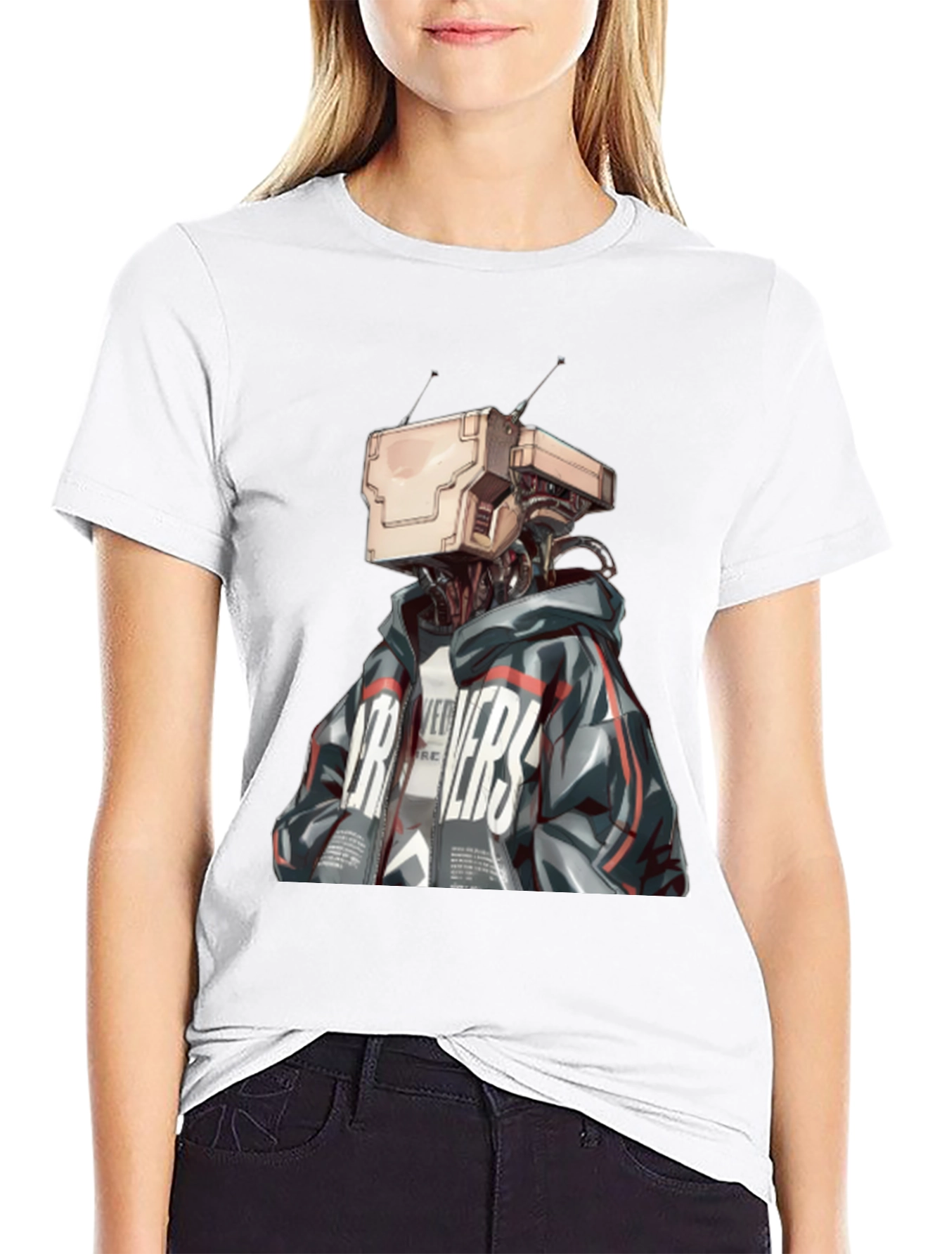 Robot Head Graphic Black T-Shirt
