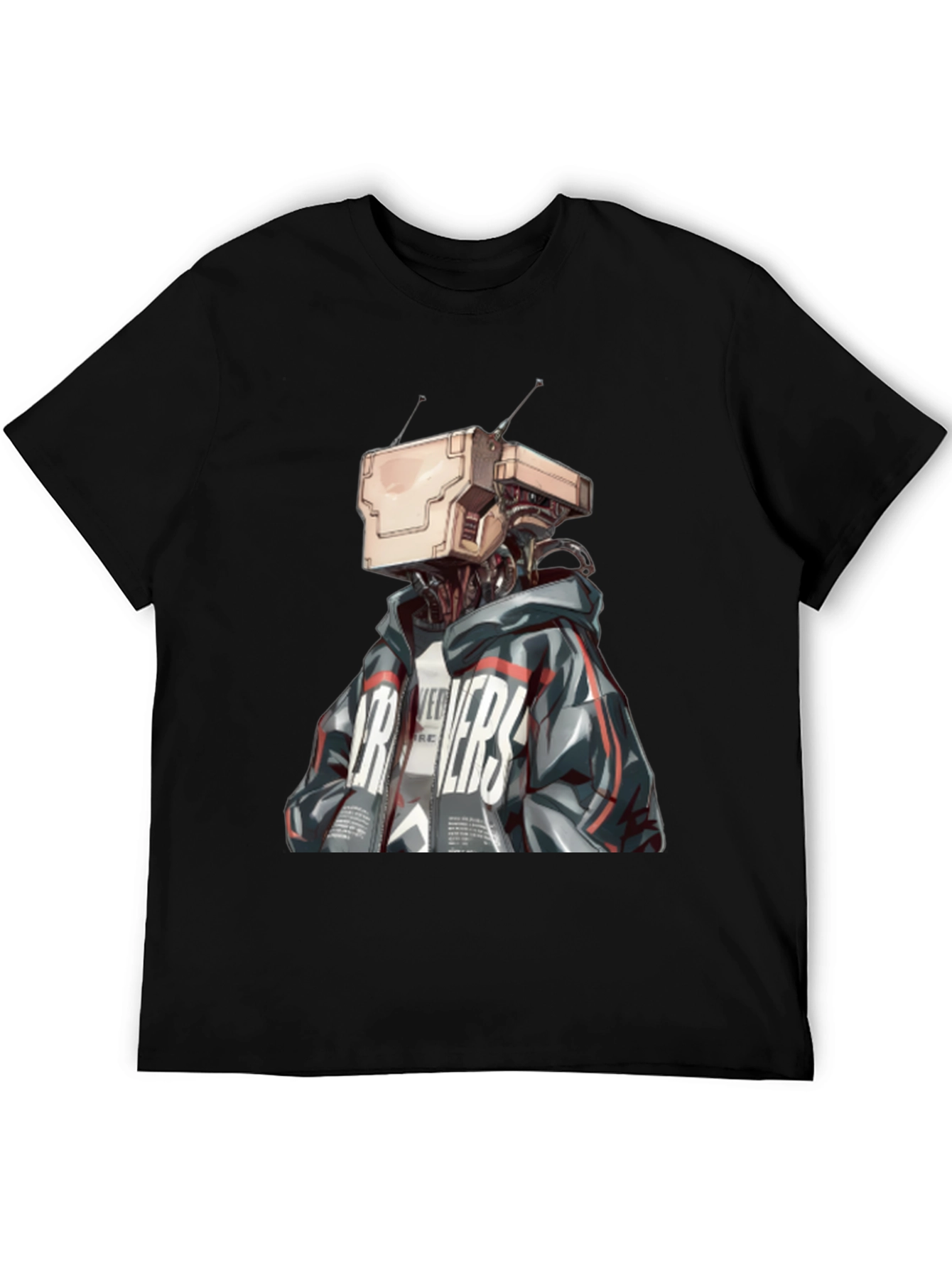 Robot Head Graphic Black T-Shirt