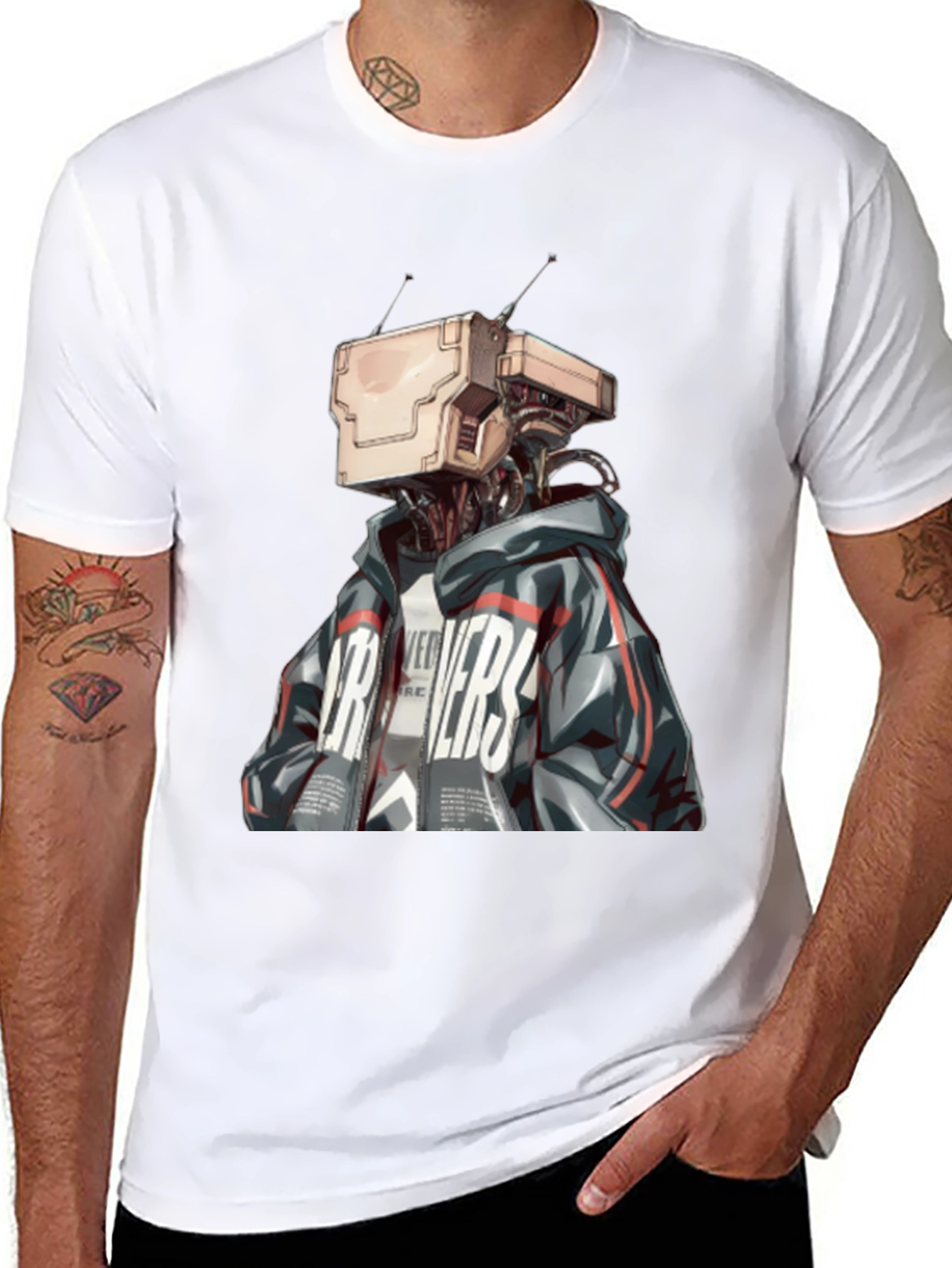 Robot Head Graphic Black T-Shirt