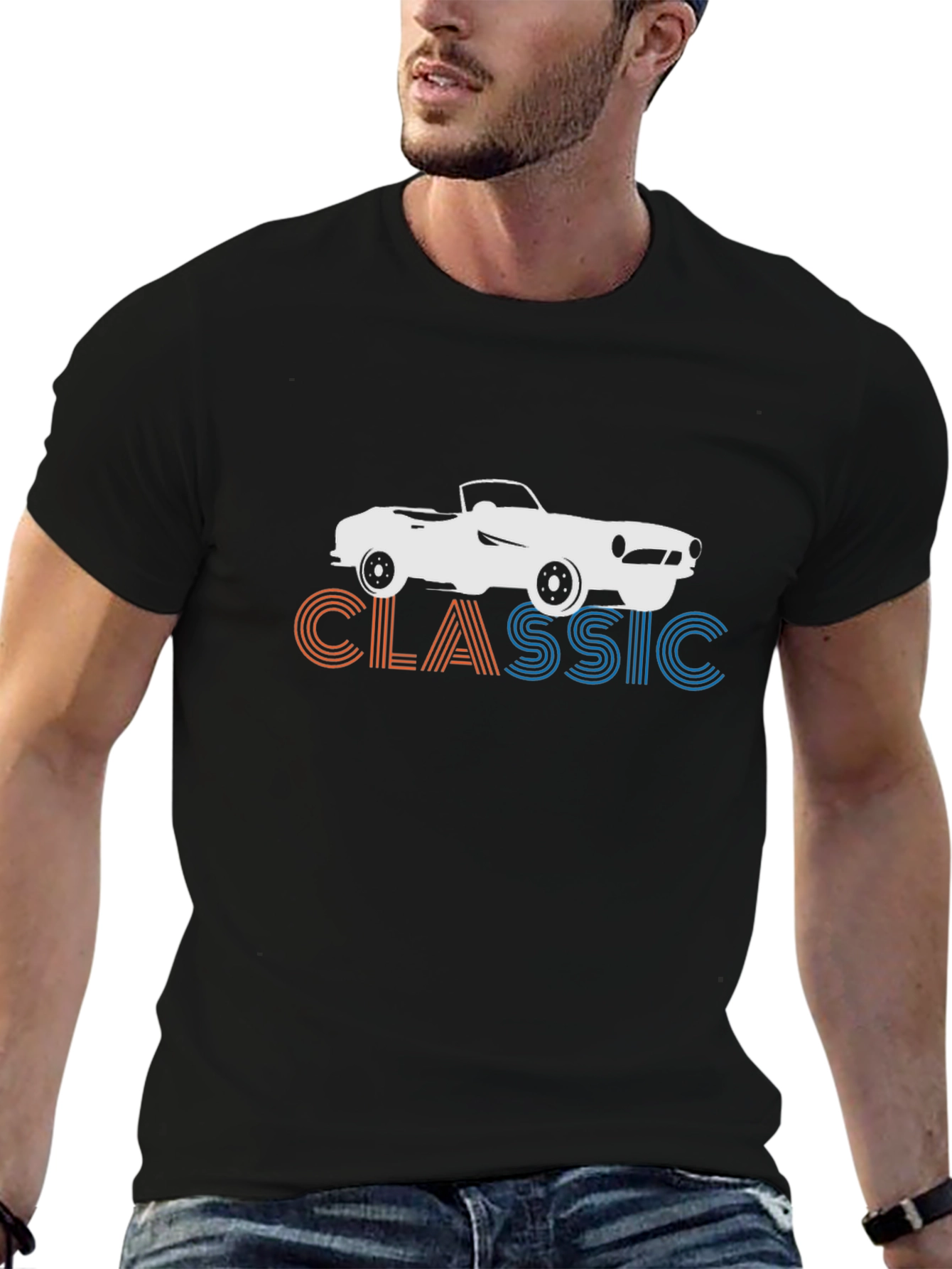 Classic Car Graphic Tee - Retro Style Black T-Shirt