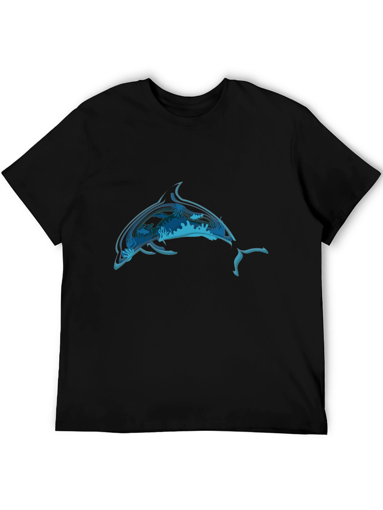 Ocean Dolphin Graphic Black T-Shirt