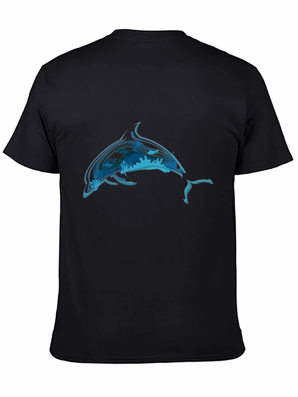 Ocean Dolphin Graphic Black T-Shirt