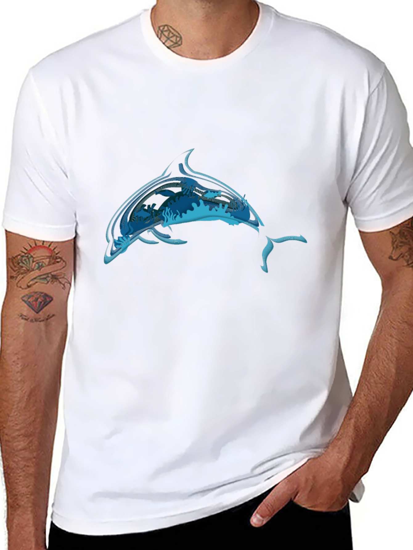 Ocean Dolphin Graphic Black T-Shirt
