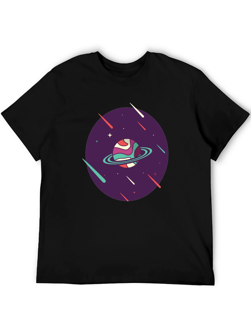 Retro Planet Graphic T-Shirt - Black