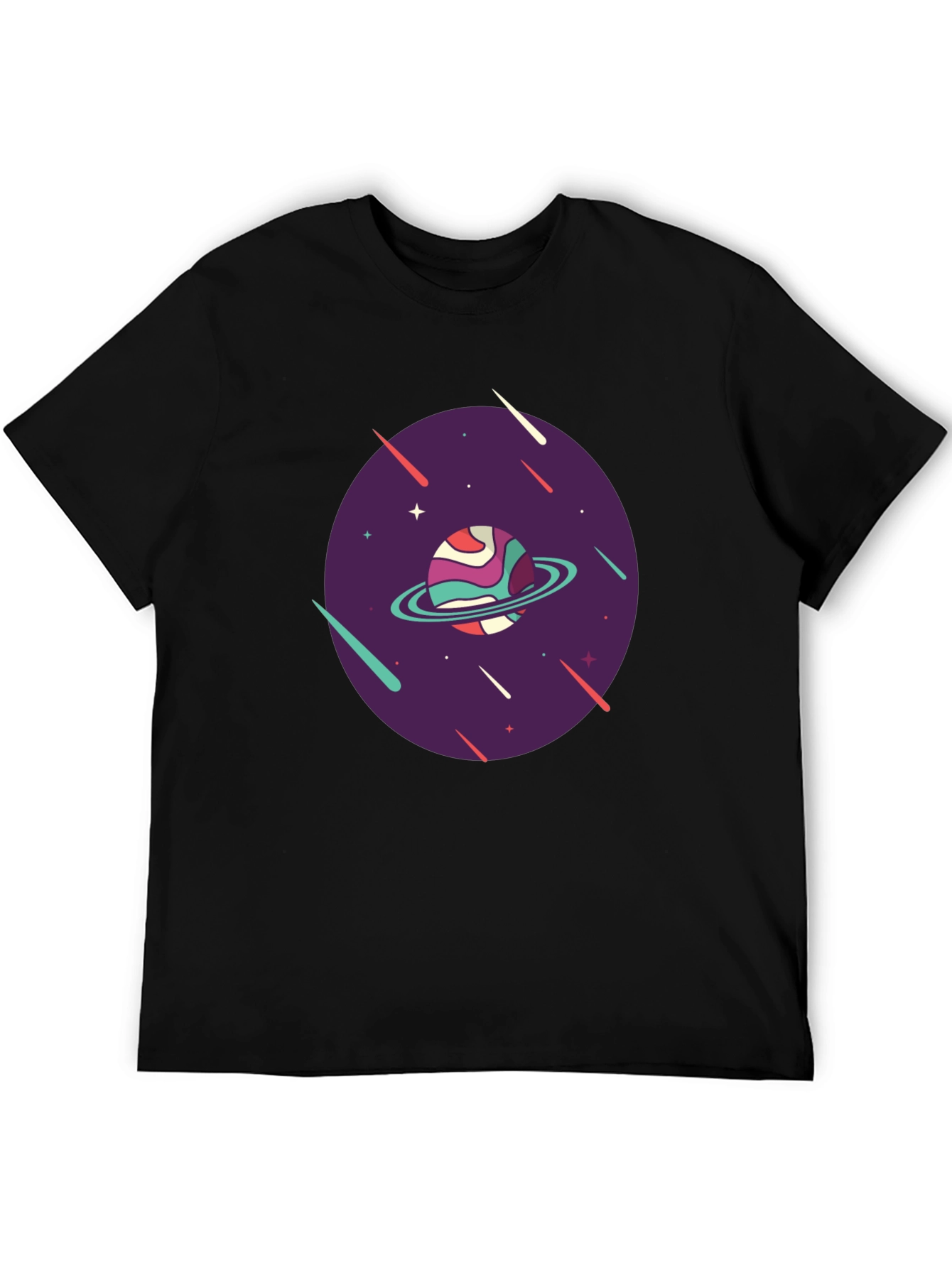 Retro Planet Graphic T-Shirt - Black