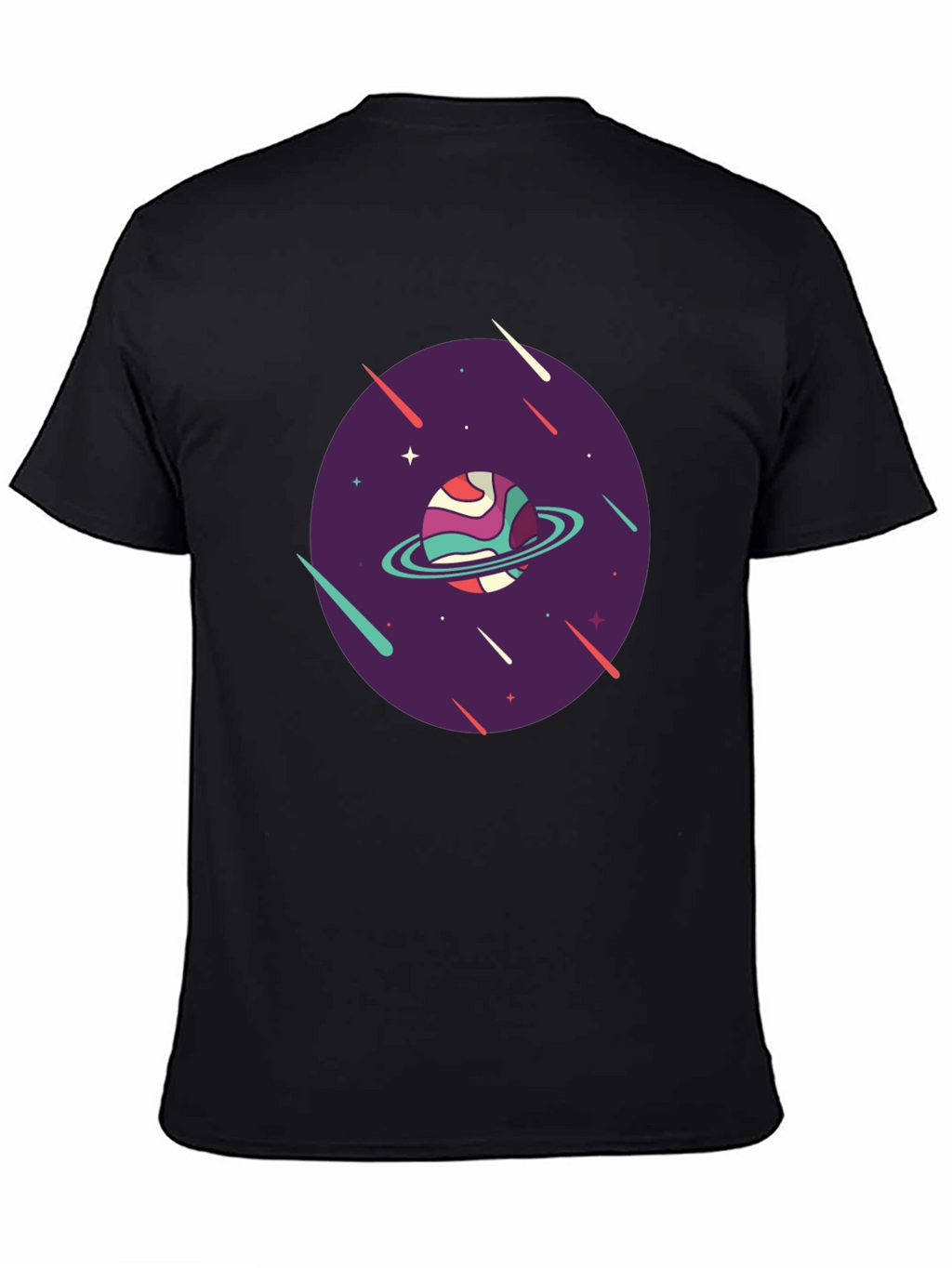 Retro Planet Graphic T-Shirt - Black