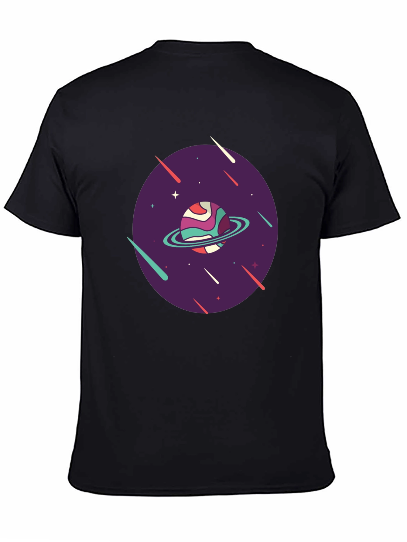 Retro Planet Graphic T-Shirt - Black
