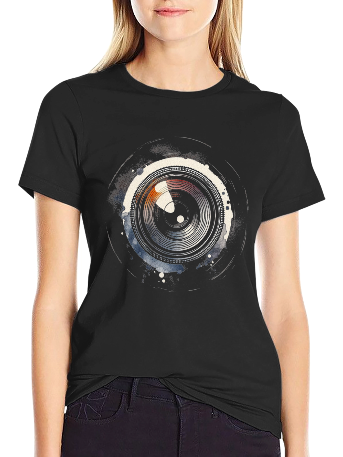Lens Graphic Mens Black Tee - Photographer Style