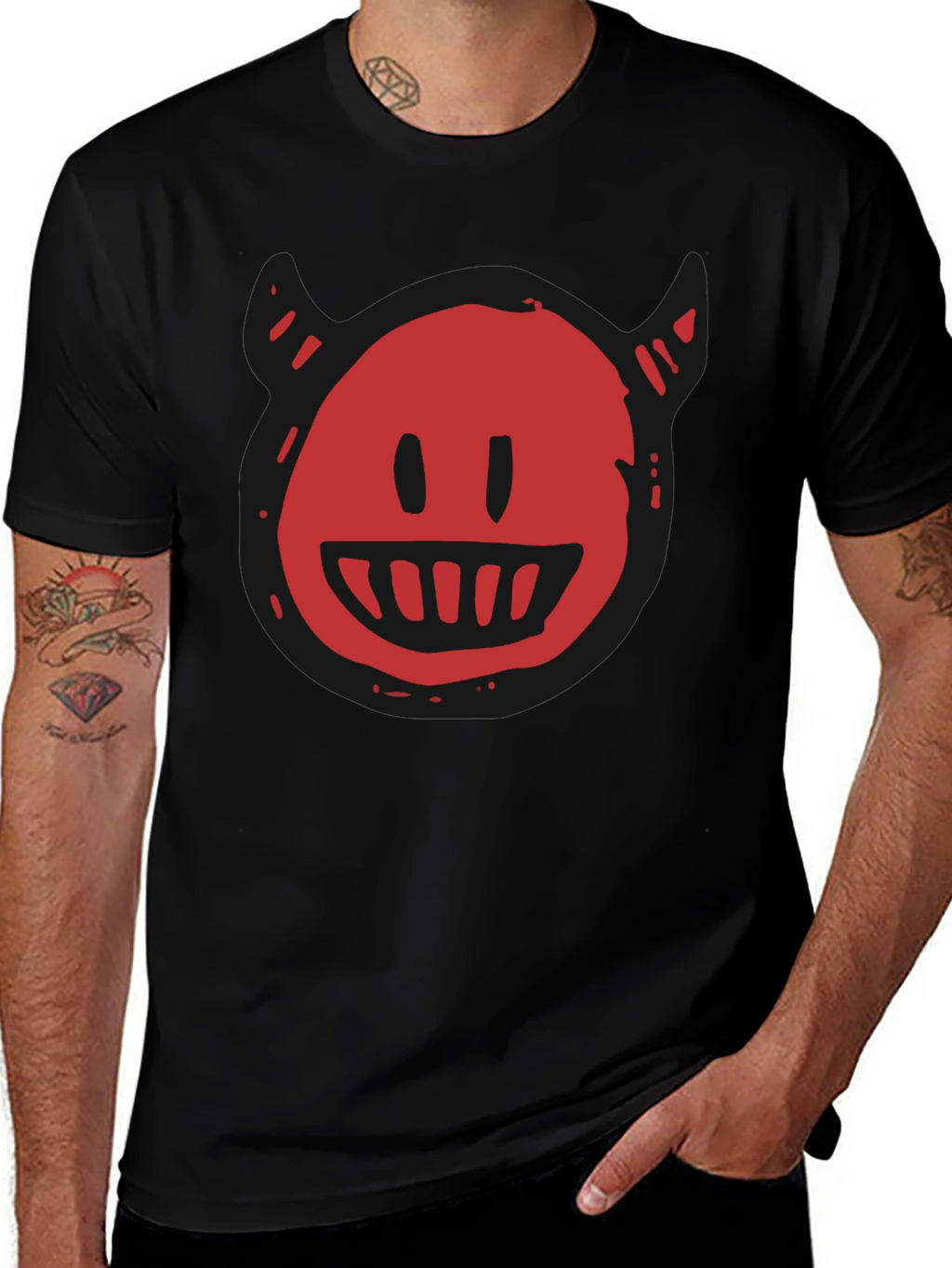 Devil Smiley Graphic T-Shirt - Mens
